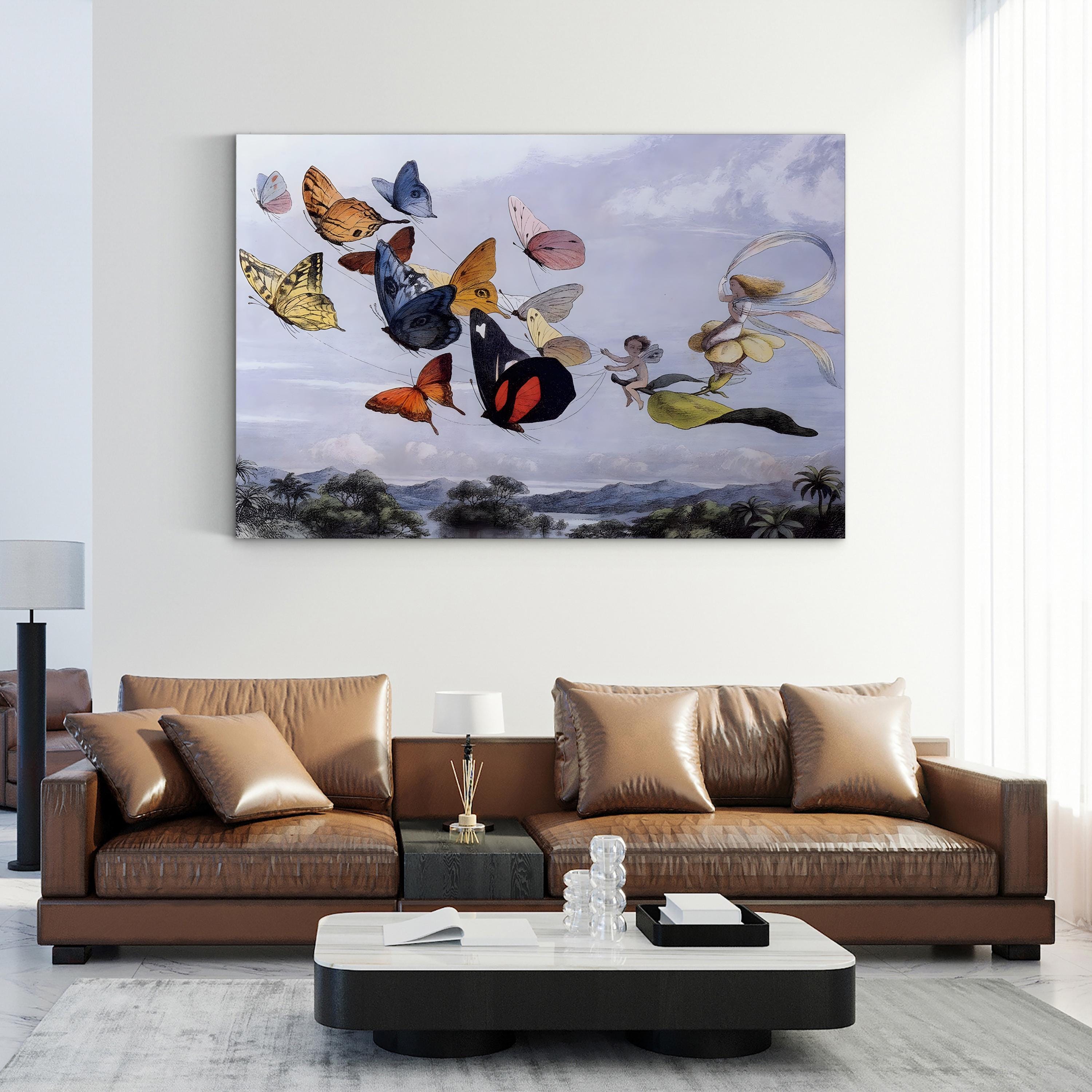 Fairy Butterflies I Vintage Canvas Wall Art – Whimsical Fairy Nature Illustration