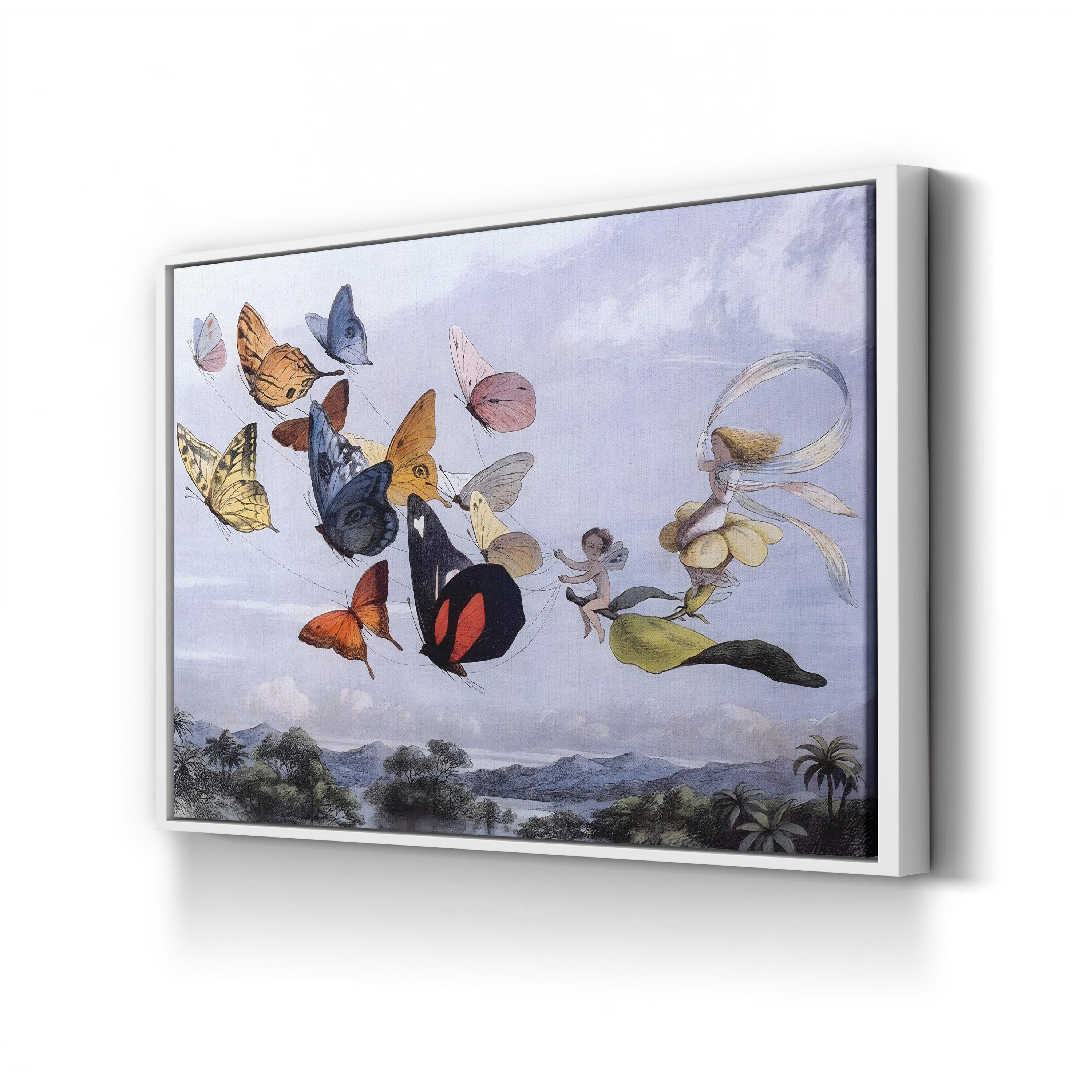 Fairy Butterflies I Vintage Canvas Wall Art – Whimsical Fairy Nature Illustration