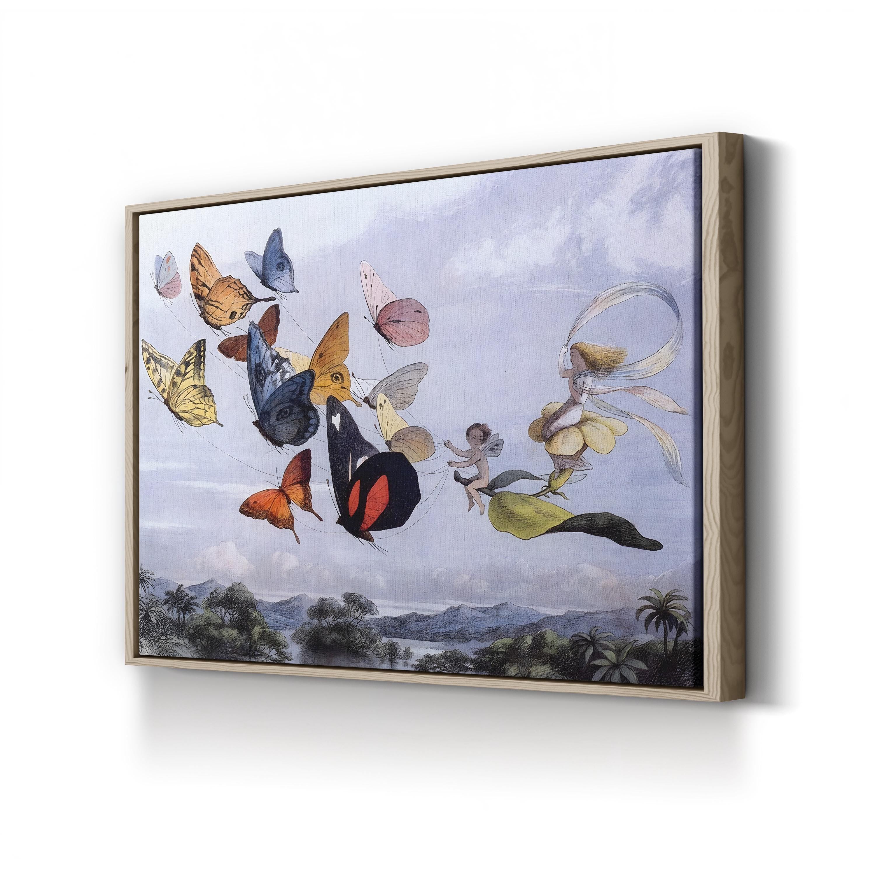 Fairy Butterflies I Vintage Canvas Wall Art – Whimsical Fairy Nature Illustration