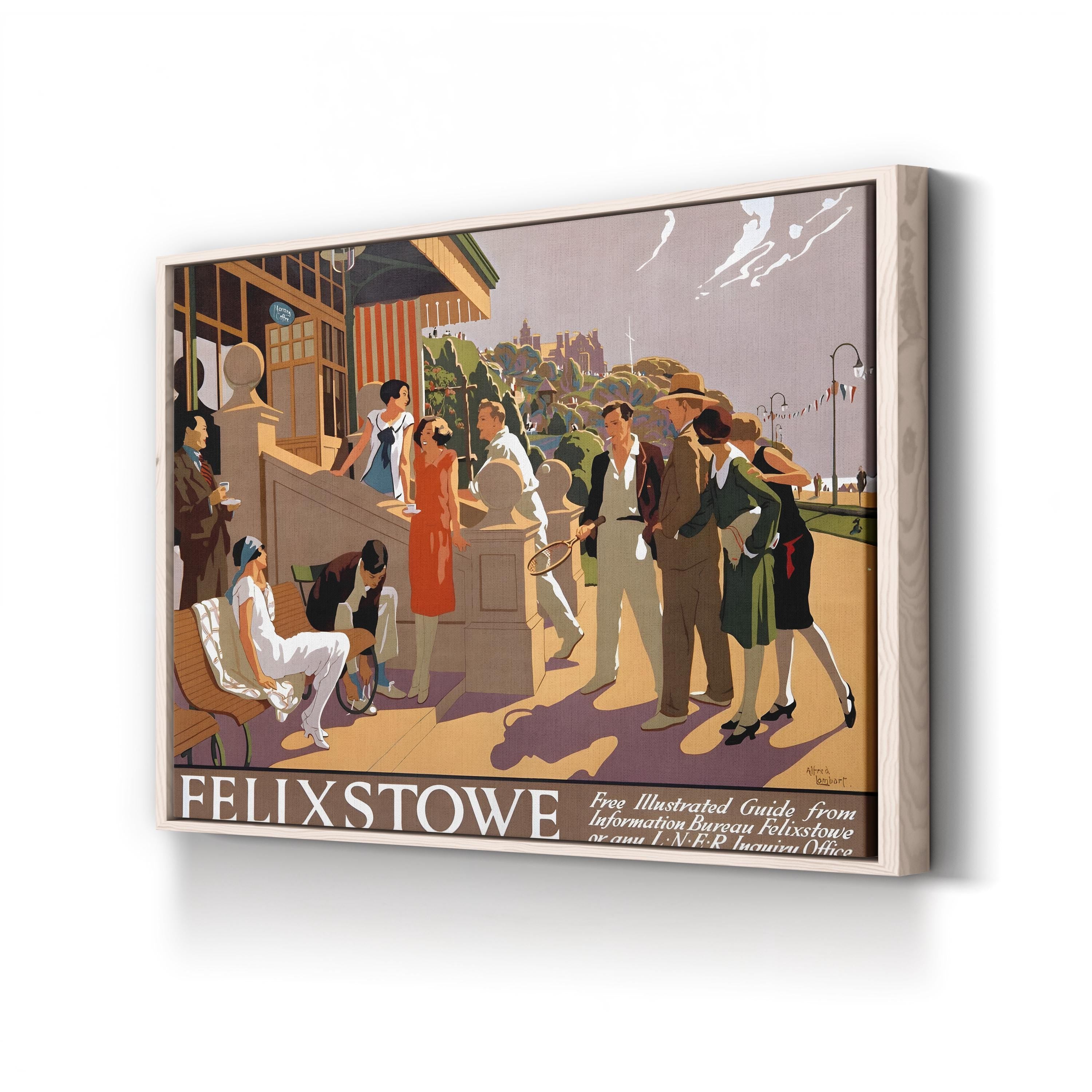 Felixstowe Art Deco Seaside Wall Art – 1920s Vintage Travel Poster Canvas