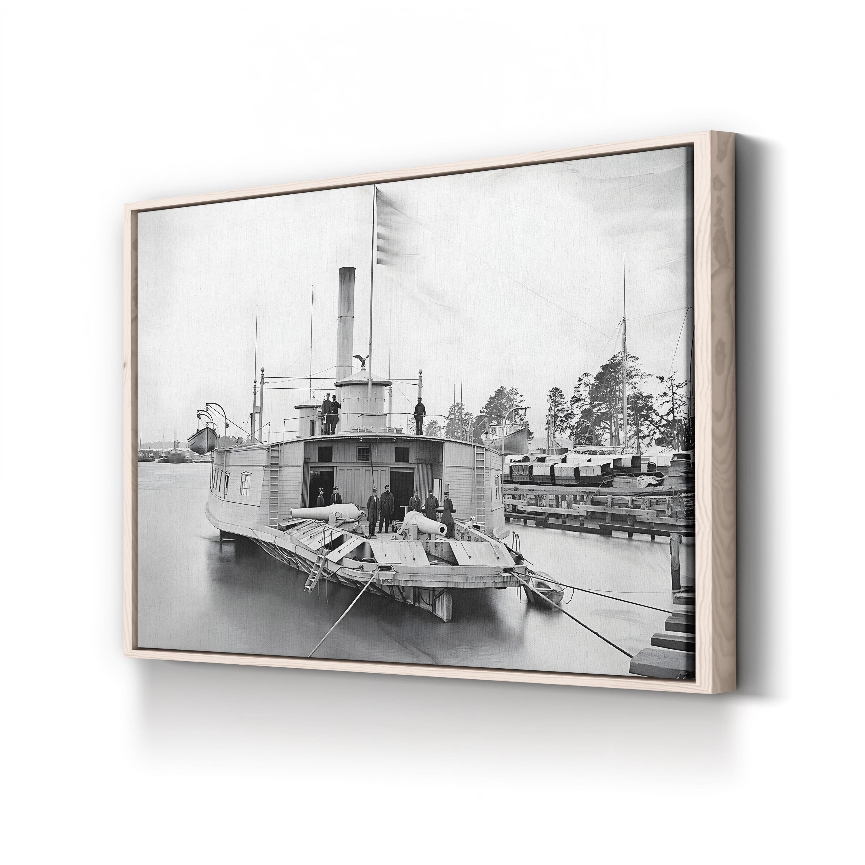 Civil War Gunboat Canvas Print: 19th Century Ferry Boat Wall Art