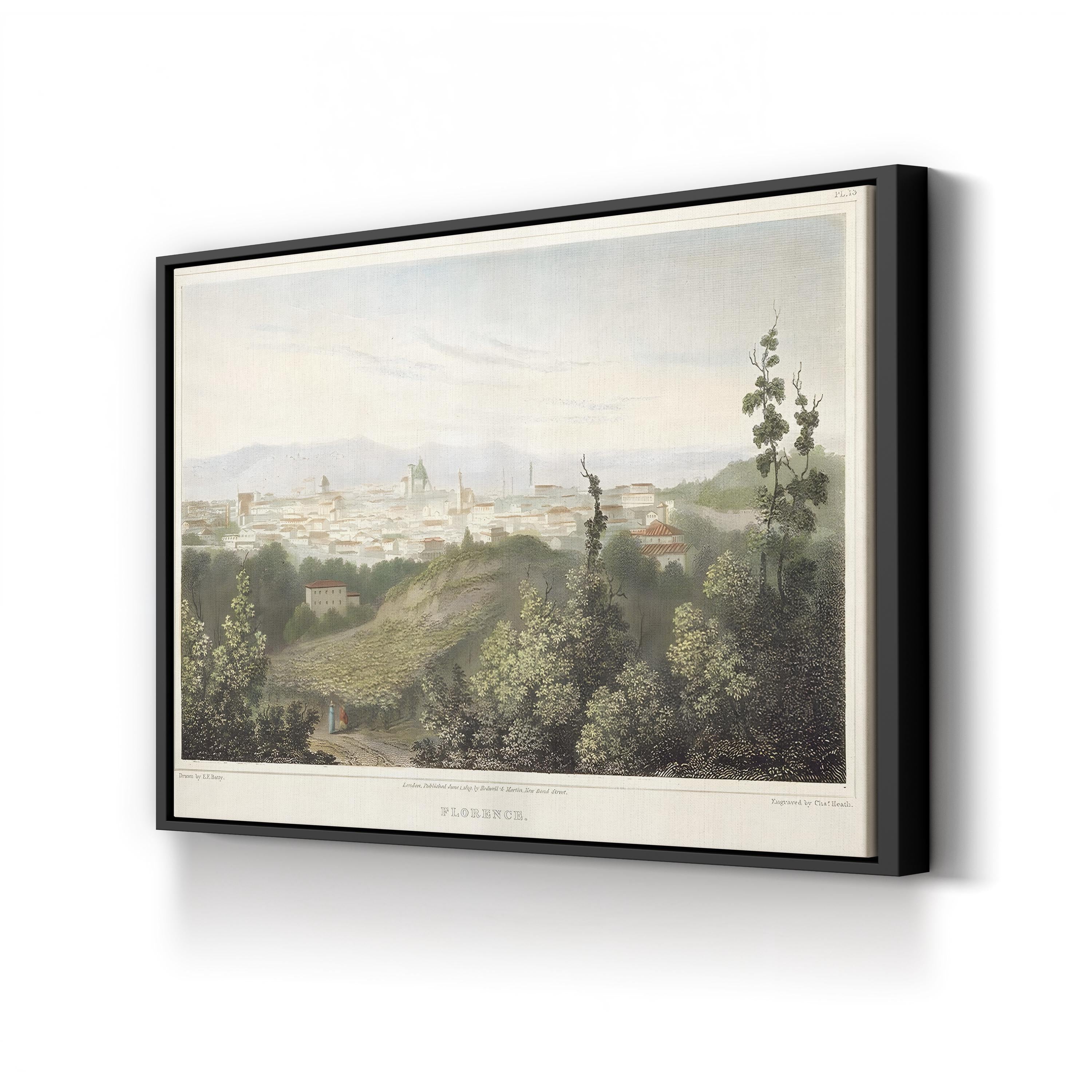 Florence, Italy, 1819 Vintage Cityscape Wall Art Canvas Print