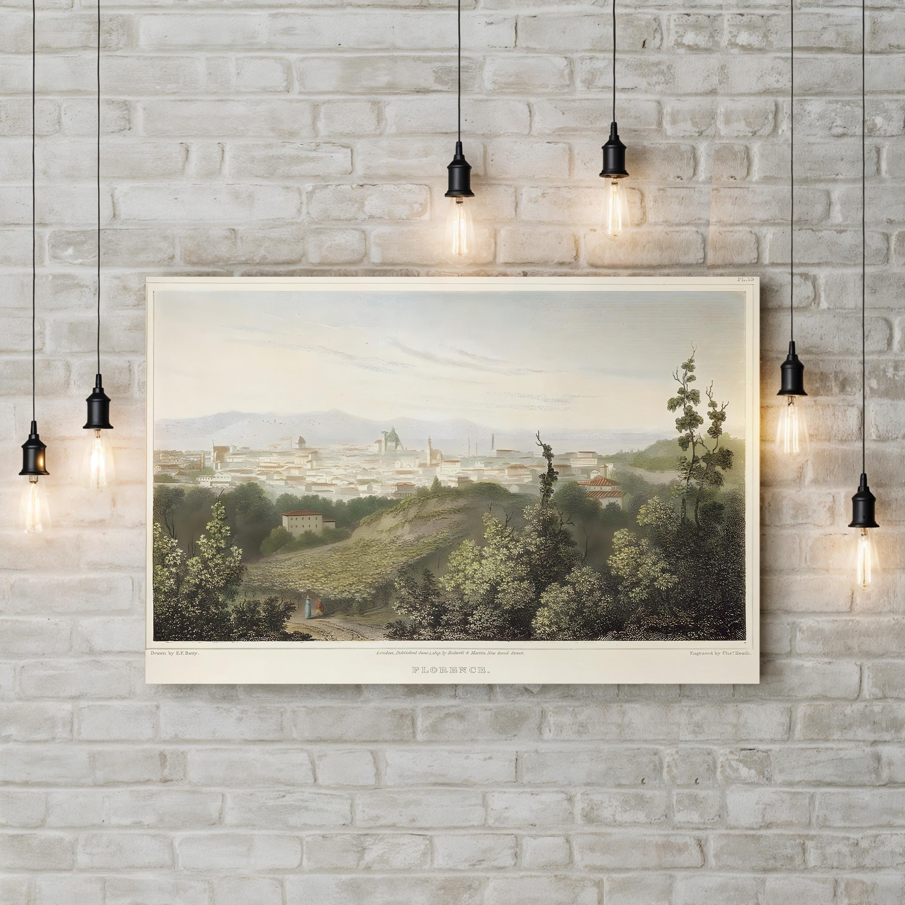 Florence, Italy, 1819 Vintage Cityscape Wall Art Canvas Print