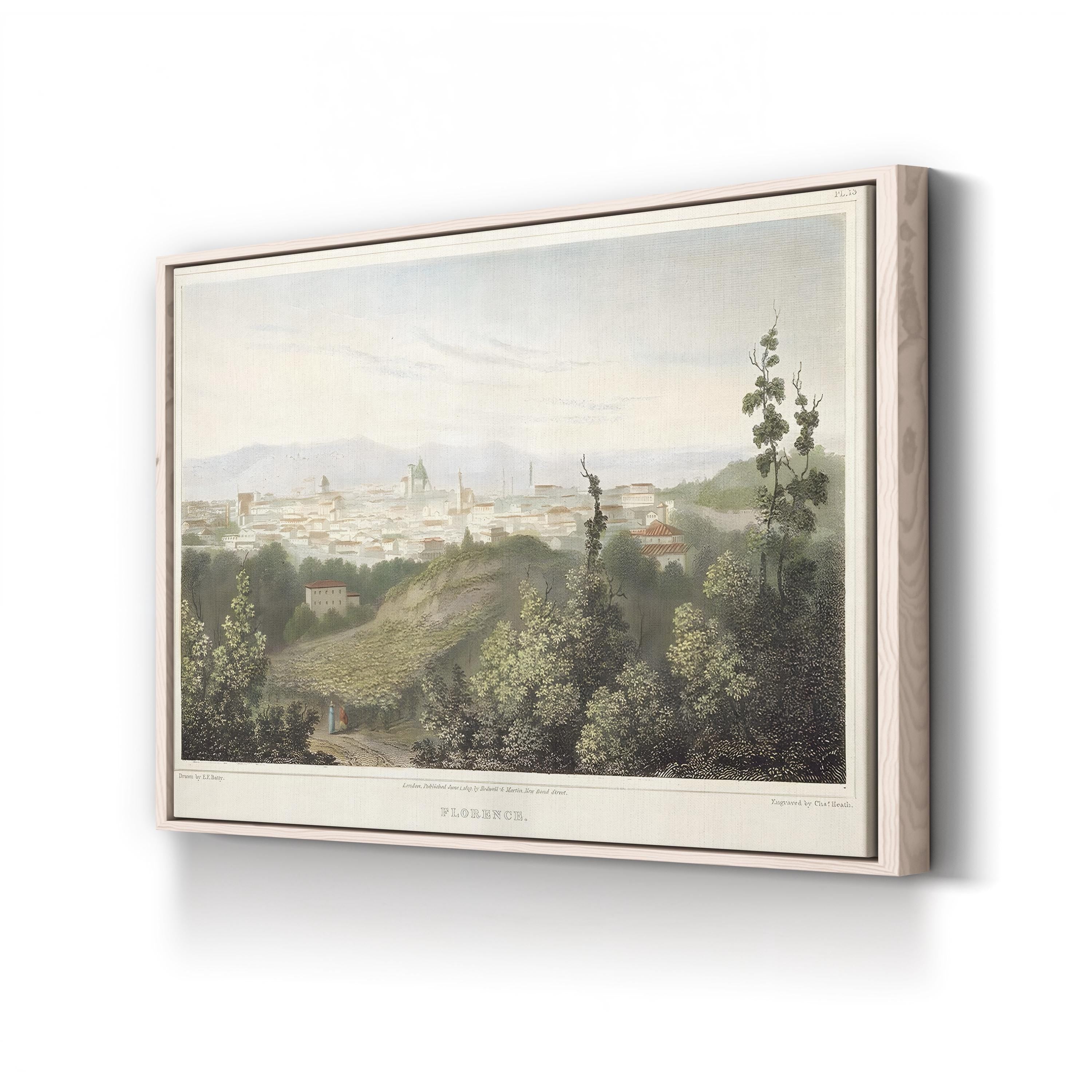 Florence, Italy, 1819 Vintage Cityscape Wall Art Canvas Print