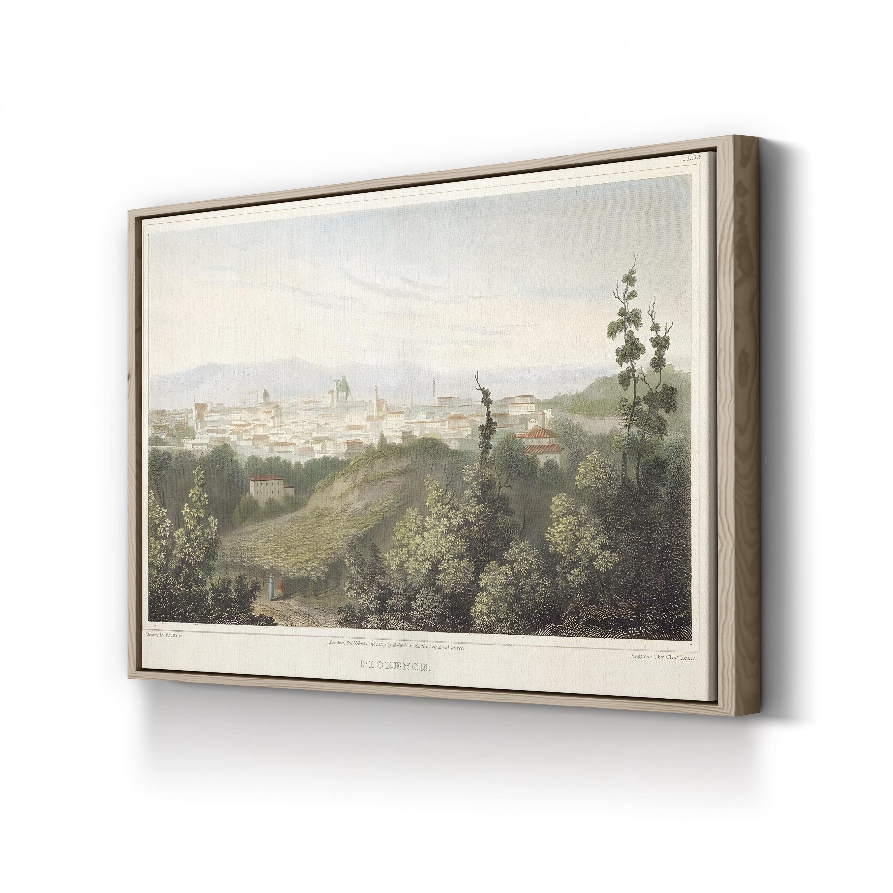 Florence, Italy, 1819 Vintage Cityscape Wall Art Canvas Print