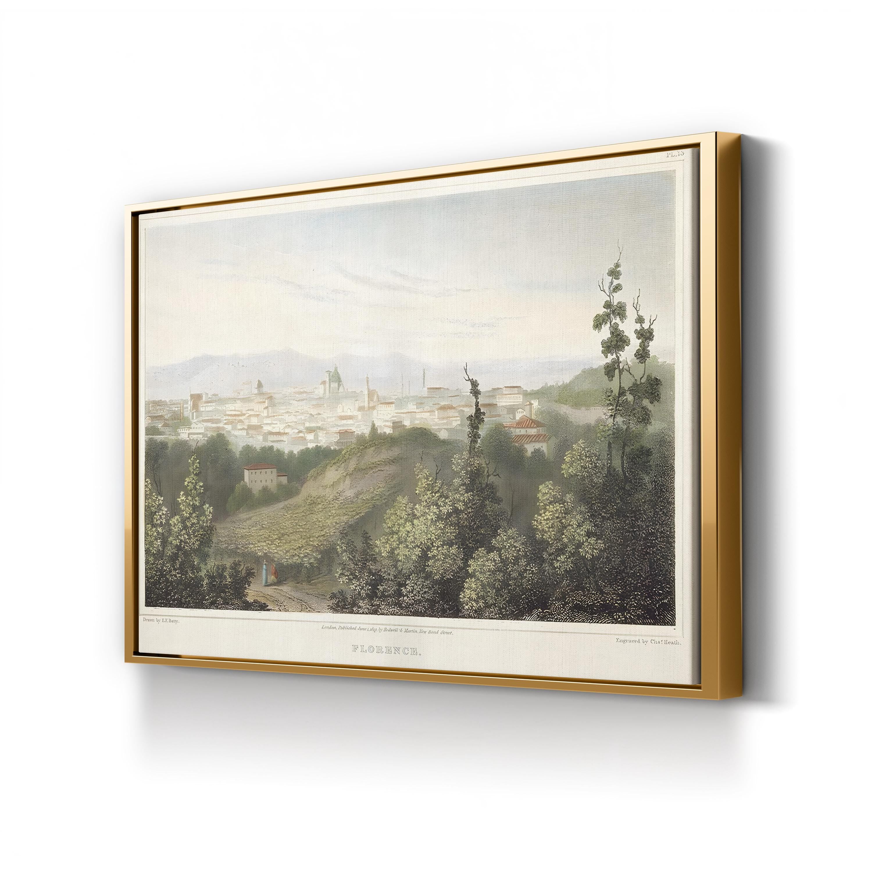 Florence, Italy, 1819 Vintage Cityscape Wall Art Canvas Print