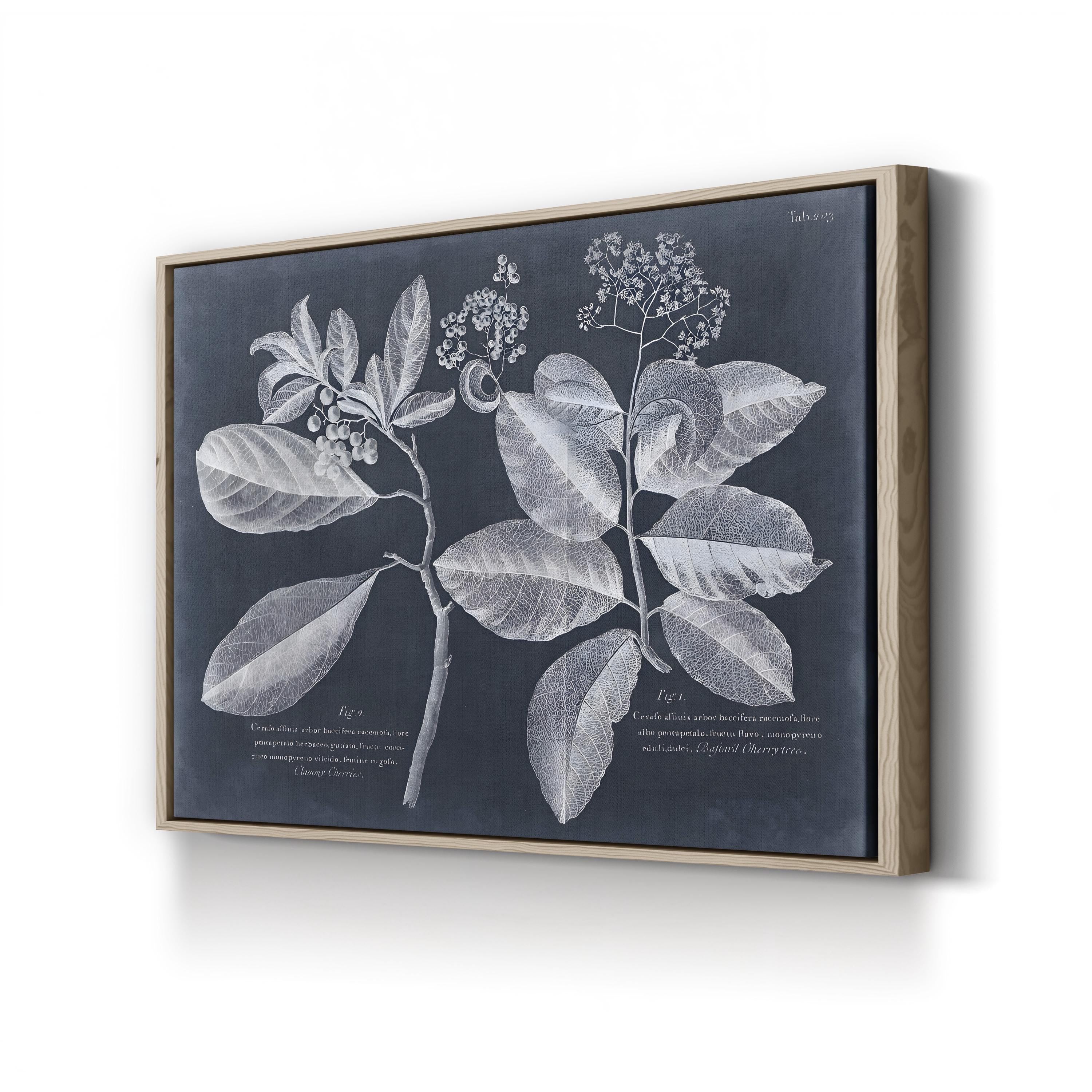 Foliage on Navy IV canvas print in Oak Framed Canvas