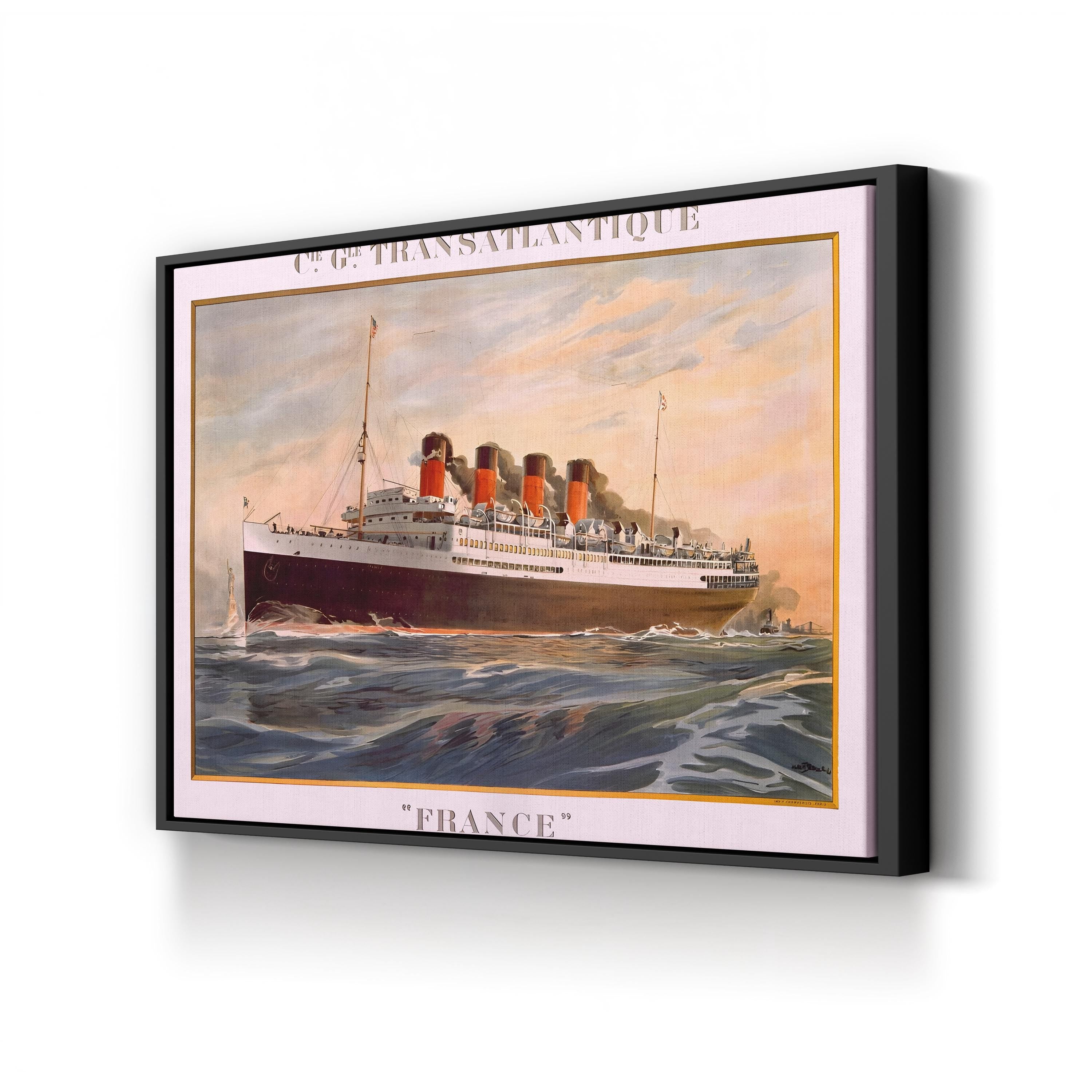 Ocean Liner France – Period Illustration Wall Art | Vintage Transatlantic Canvas Print