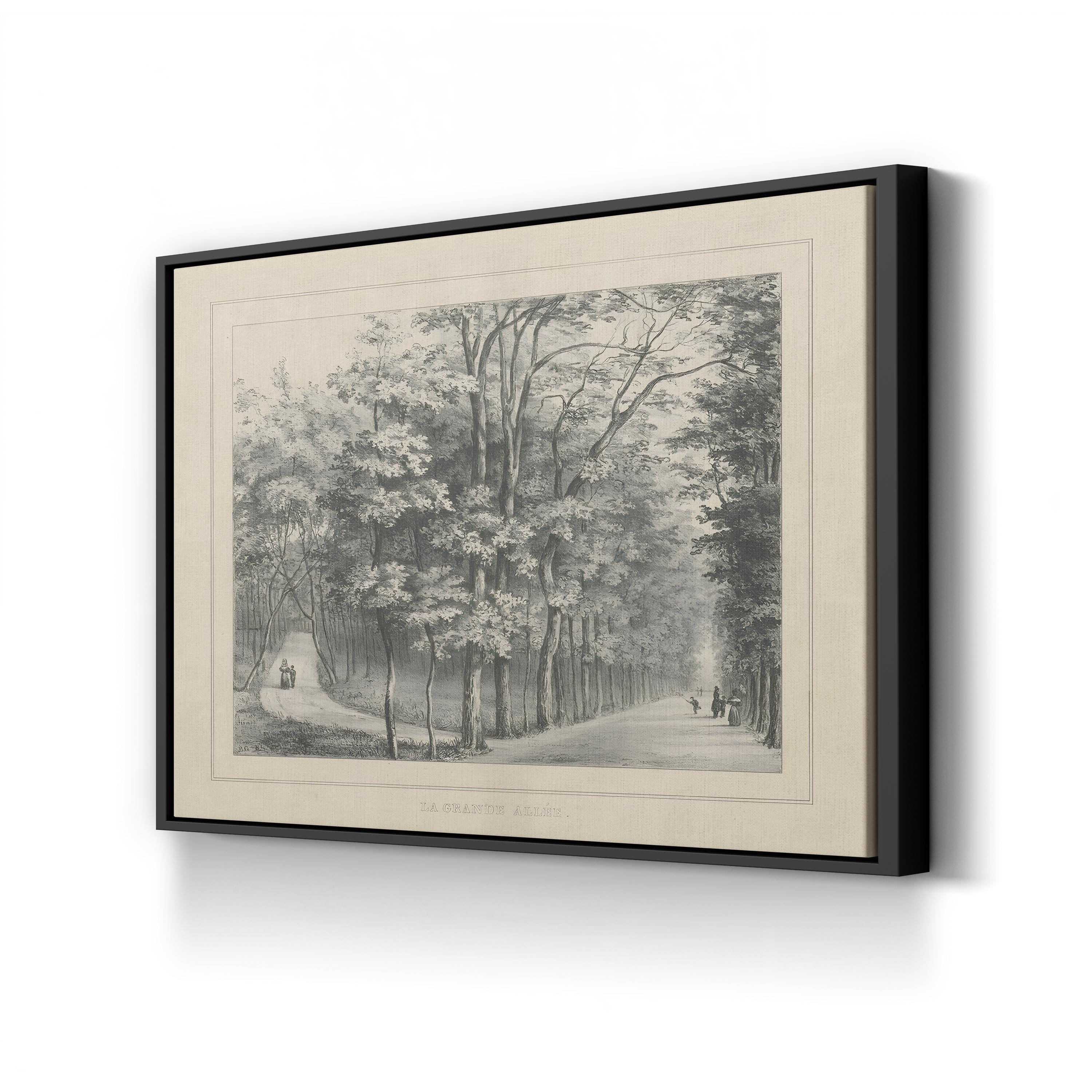 French Park Etching II Wall Art – 19th Century French Landscape Canvas Print