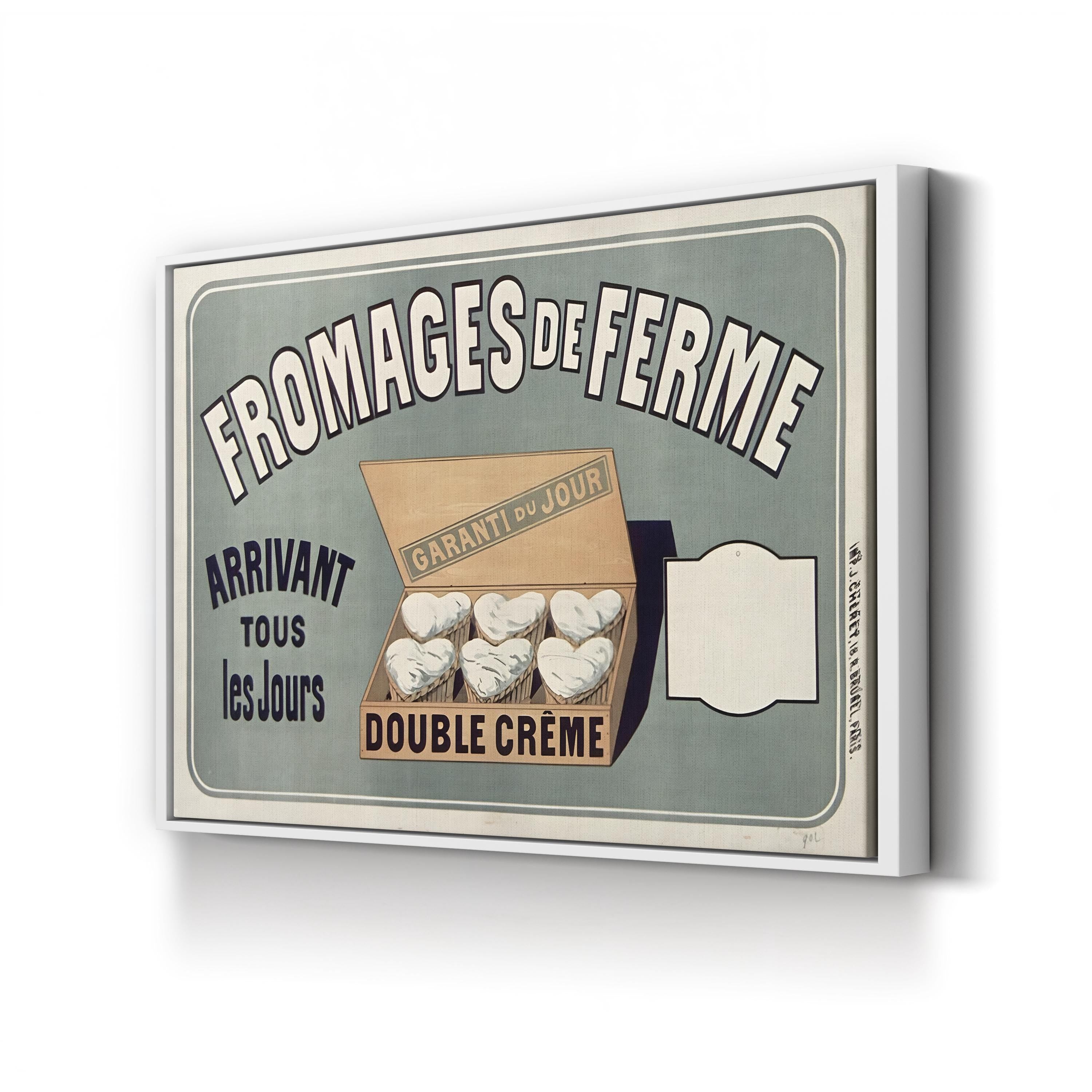 Fromages de Ferme Wall Art by Vintage Apple Collection – French Dairy Vintage Kitchen Canvas Print