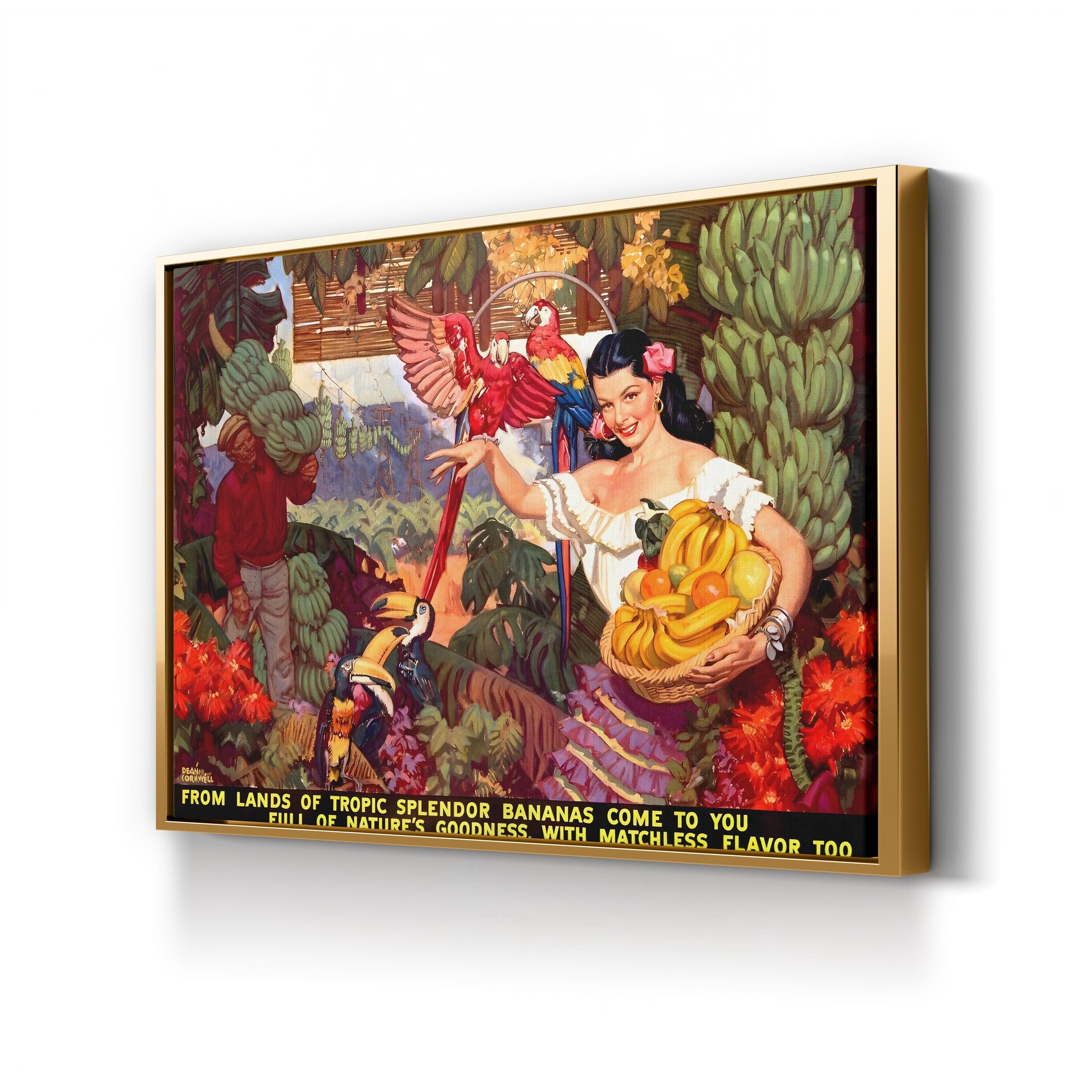 Tropical Bananas Travel Poster – Period Illustration Wall Art | Exotic Fruit Canvas Print