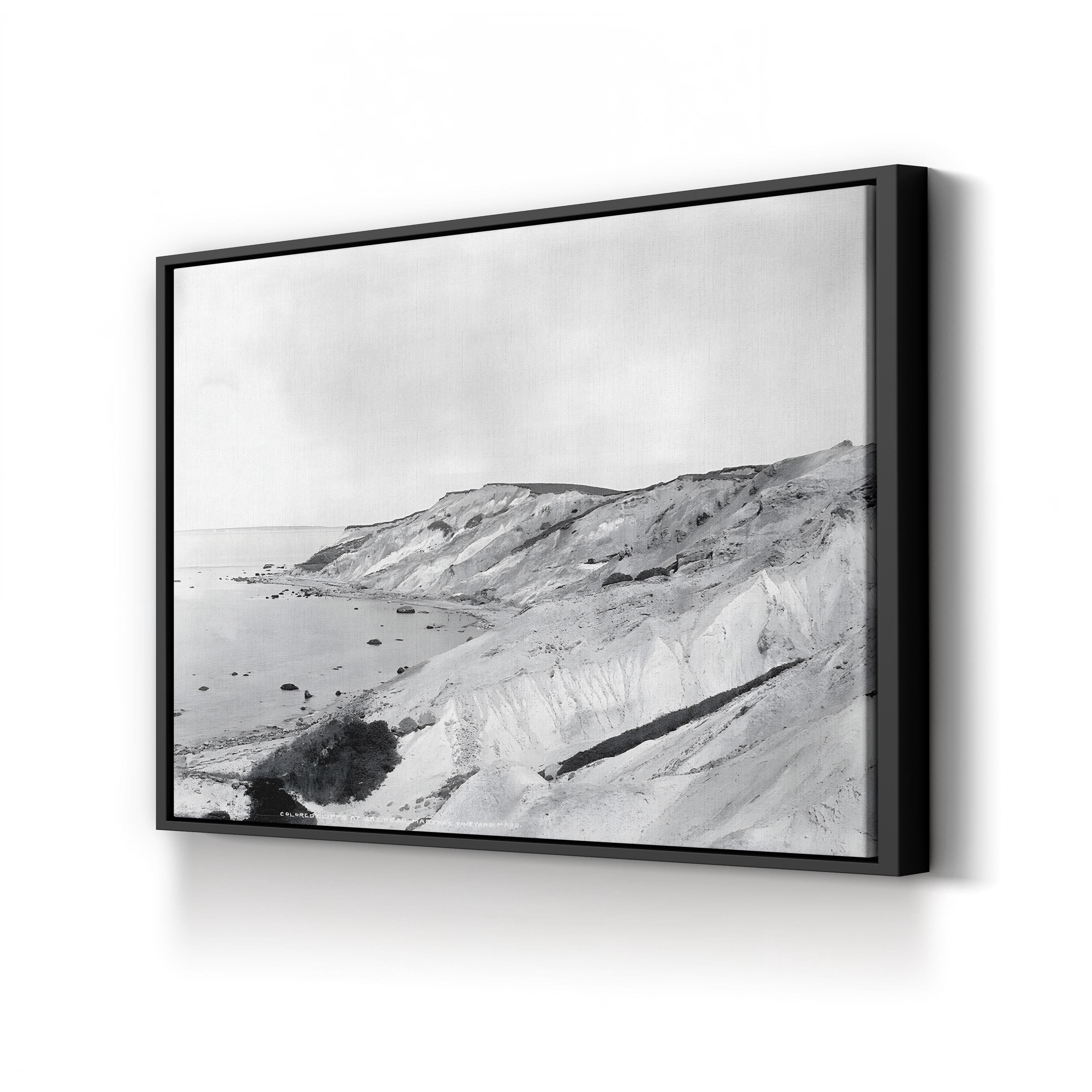 Gay Head Cliffs, c.1903 Vintage Canvas Print – Martha’s Vineyard Black and White Coastal Photography