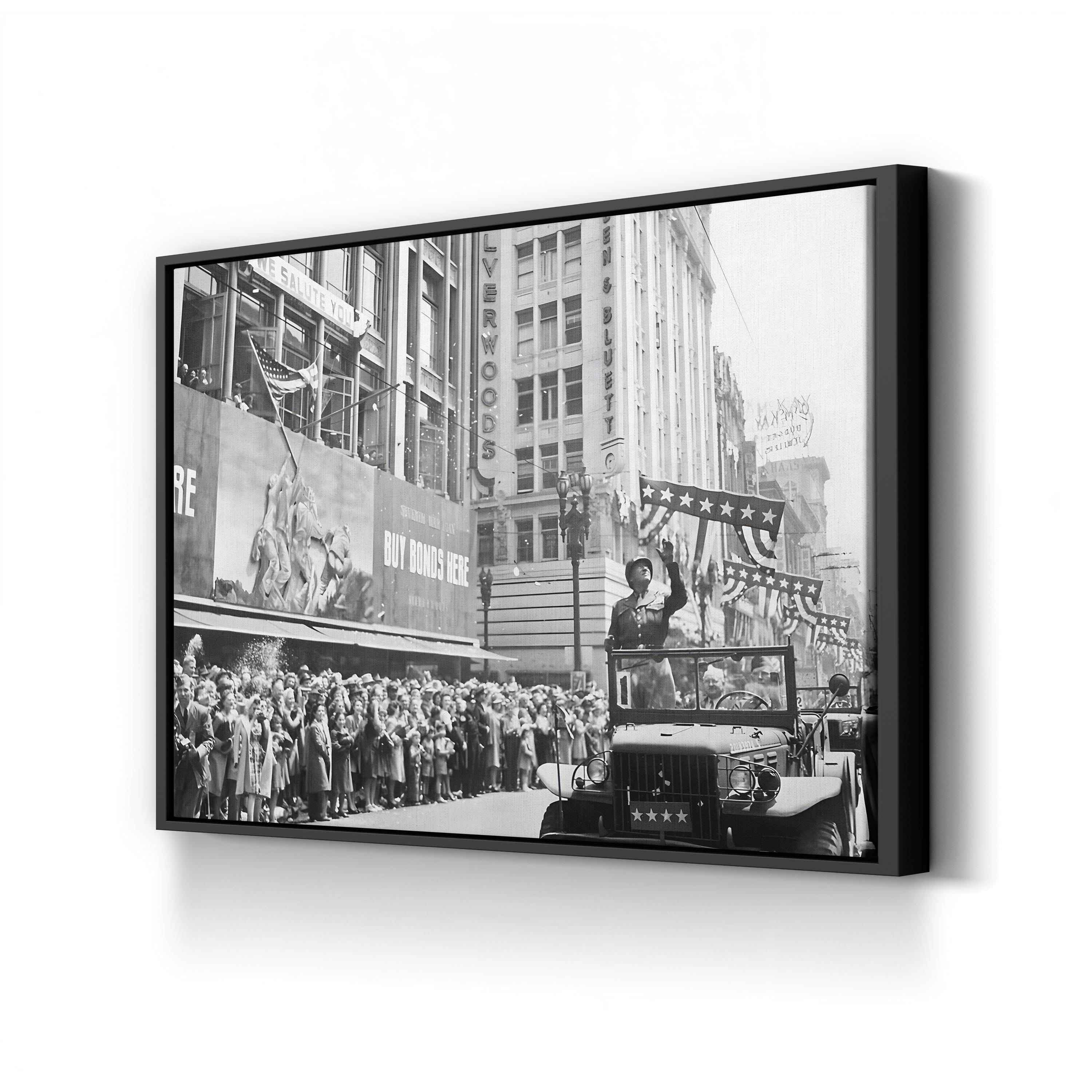 General George Patton WWII Victory Parade Canvas Art – Historic American Military Photography Print