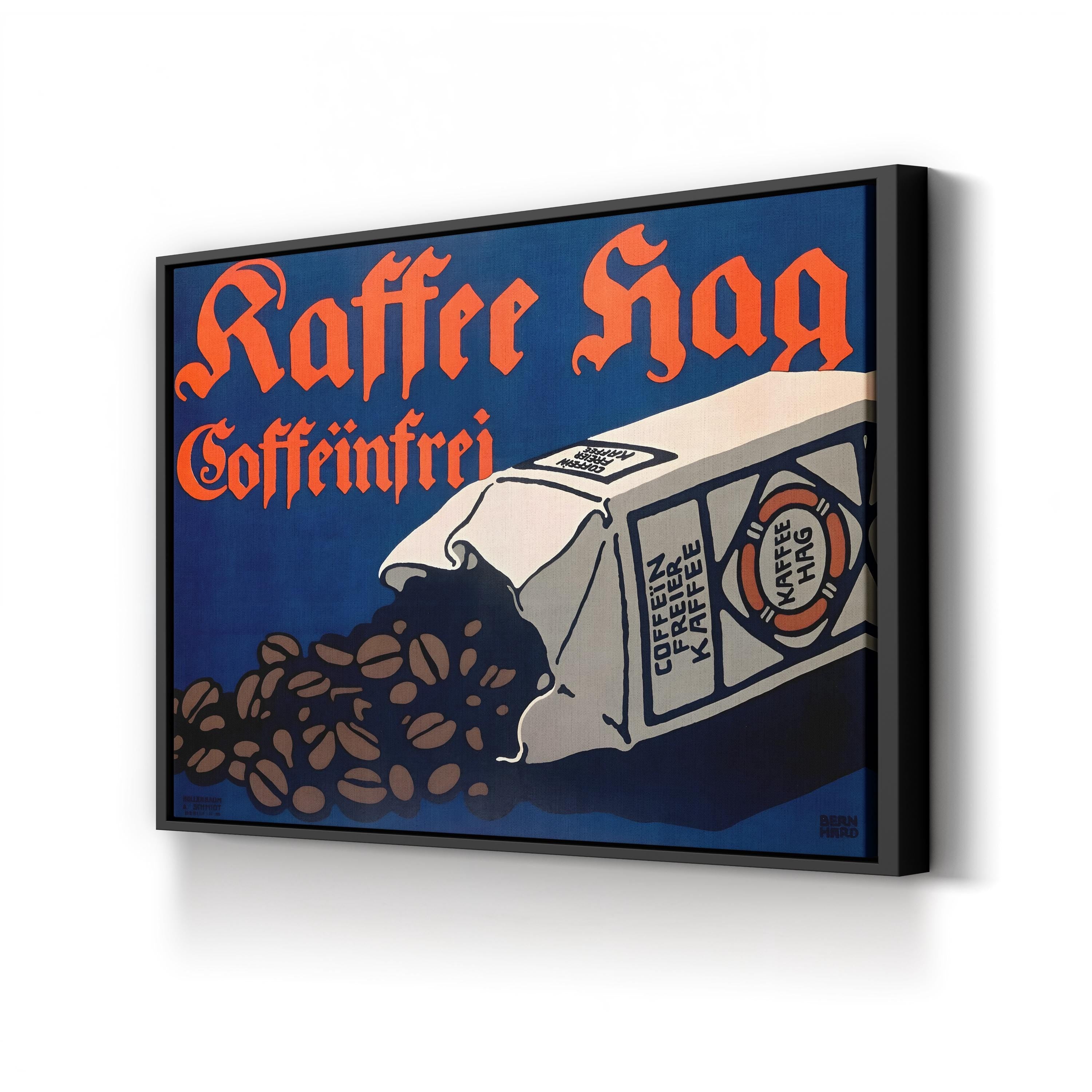 Kaffee Hag by Lucian Bernhard canvas print in Black frame