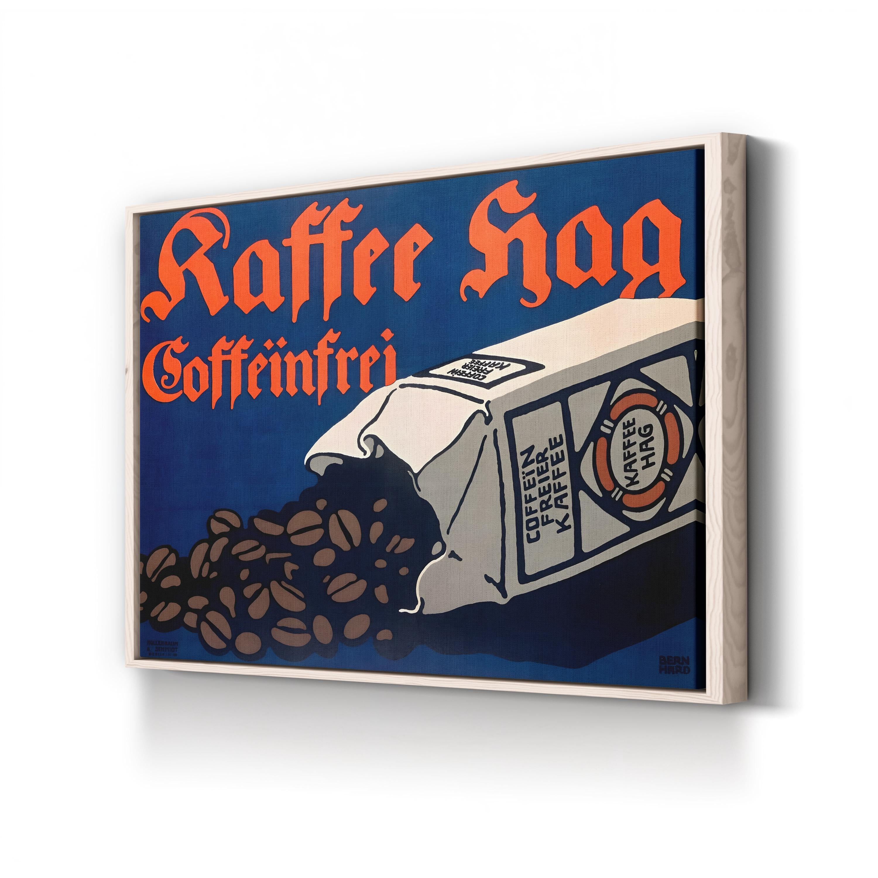 Kaffee Hag by Lucian Bernhard canvas print in Natural frame
