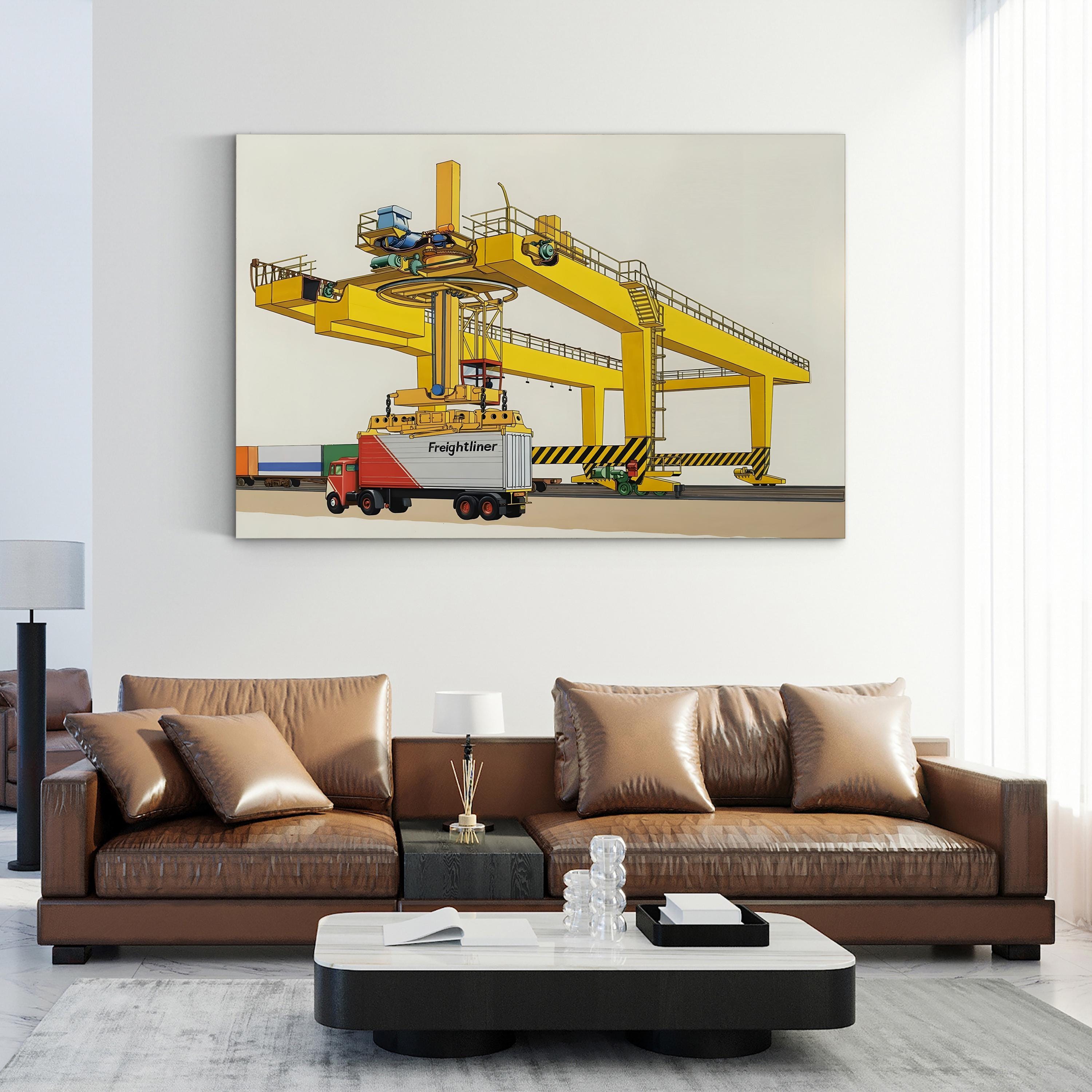 Giant Mobile Crane Wall Art – Industrial Engineering Illustration Canvas Print