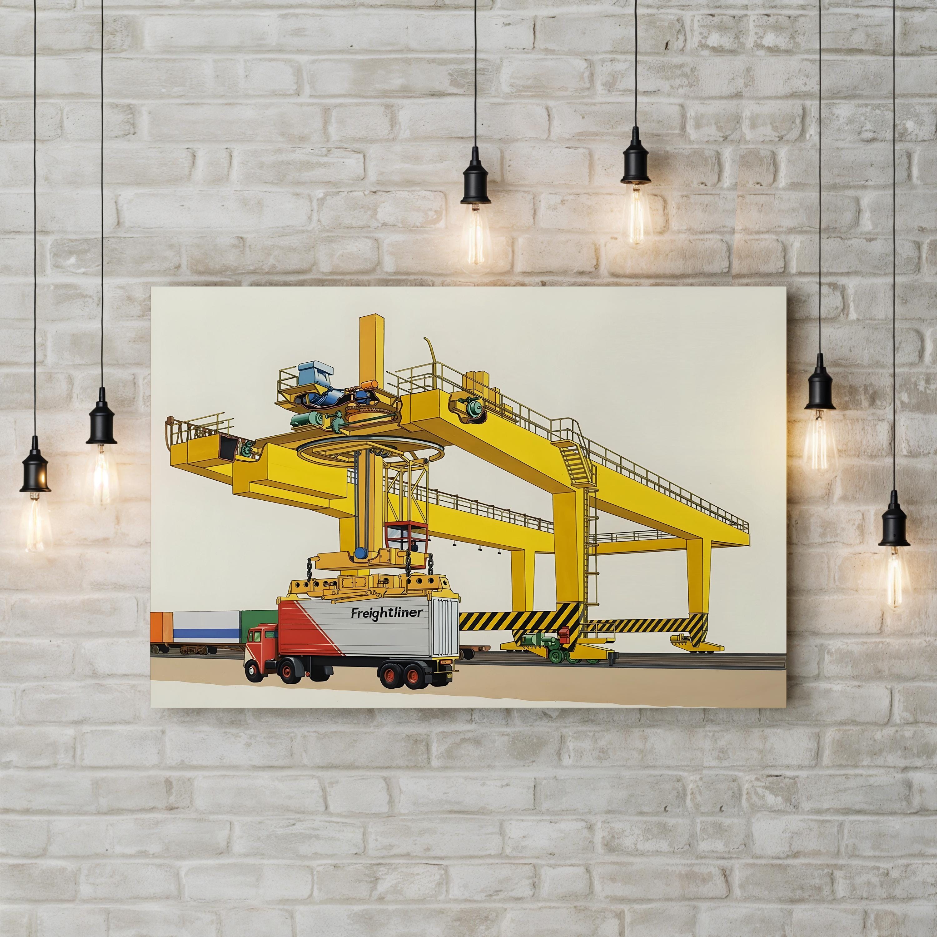 Giant Mobile Crane Wall Art – Industrial Engineering Illustration Canvas Print