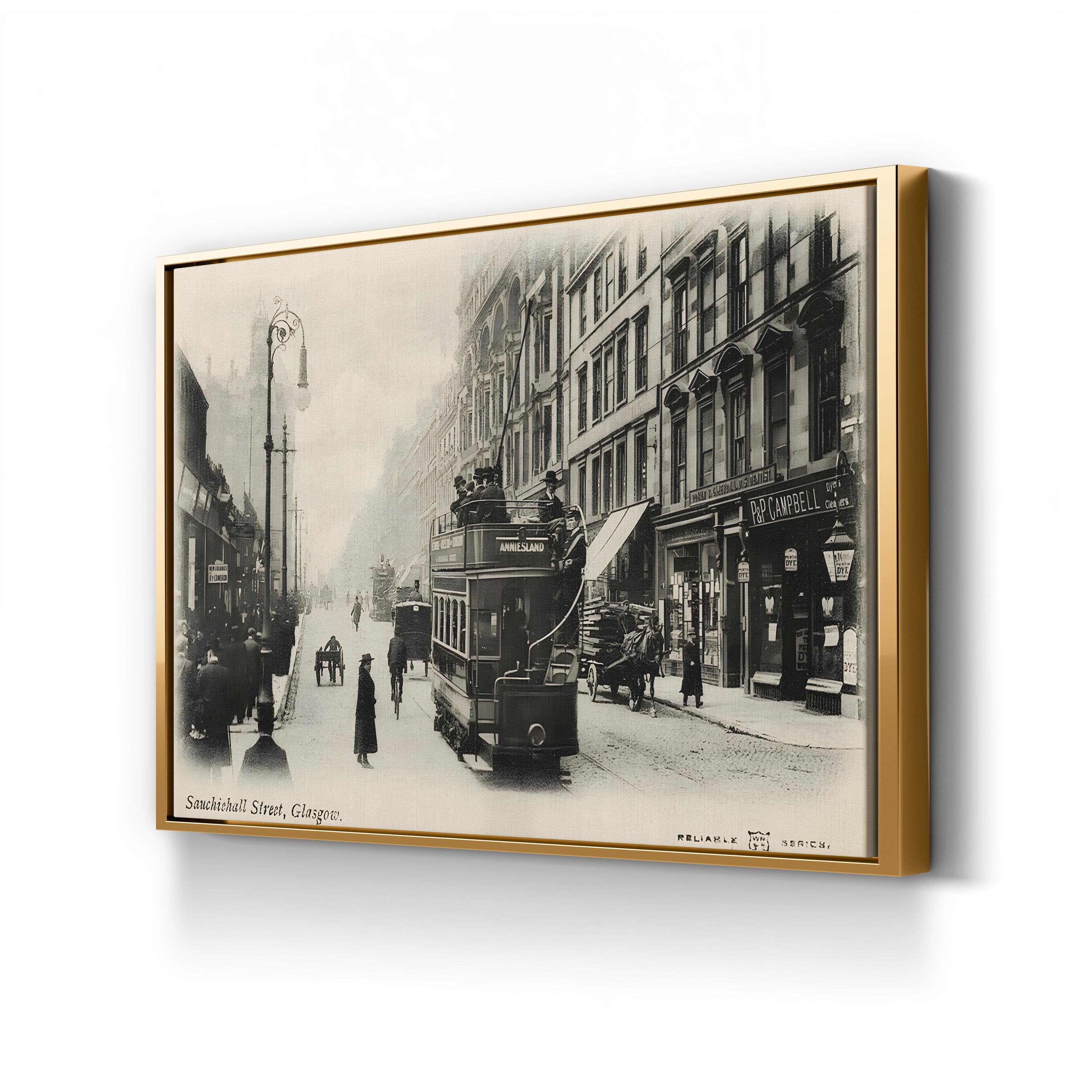 Glasgow Sauchiehall Street Tram – Vintage Photography Wall Art | Cityscape Canvas Print