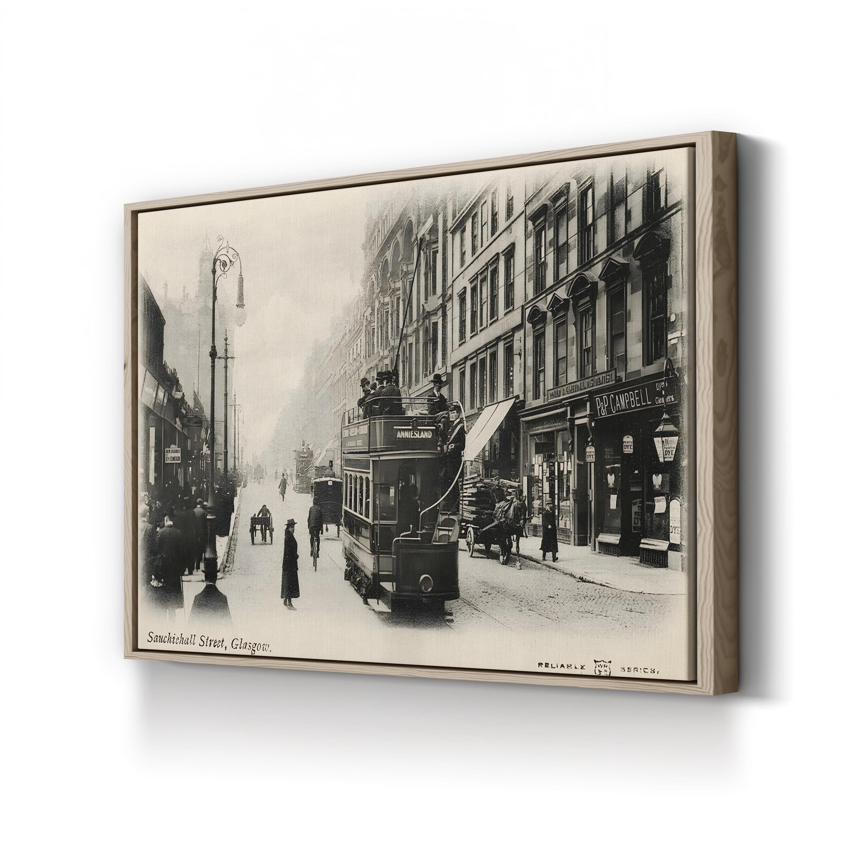 Glasgow Sauchiehall Street Tram – Vintage Photography Wall Art | Cityscape Canvas Print