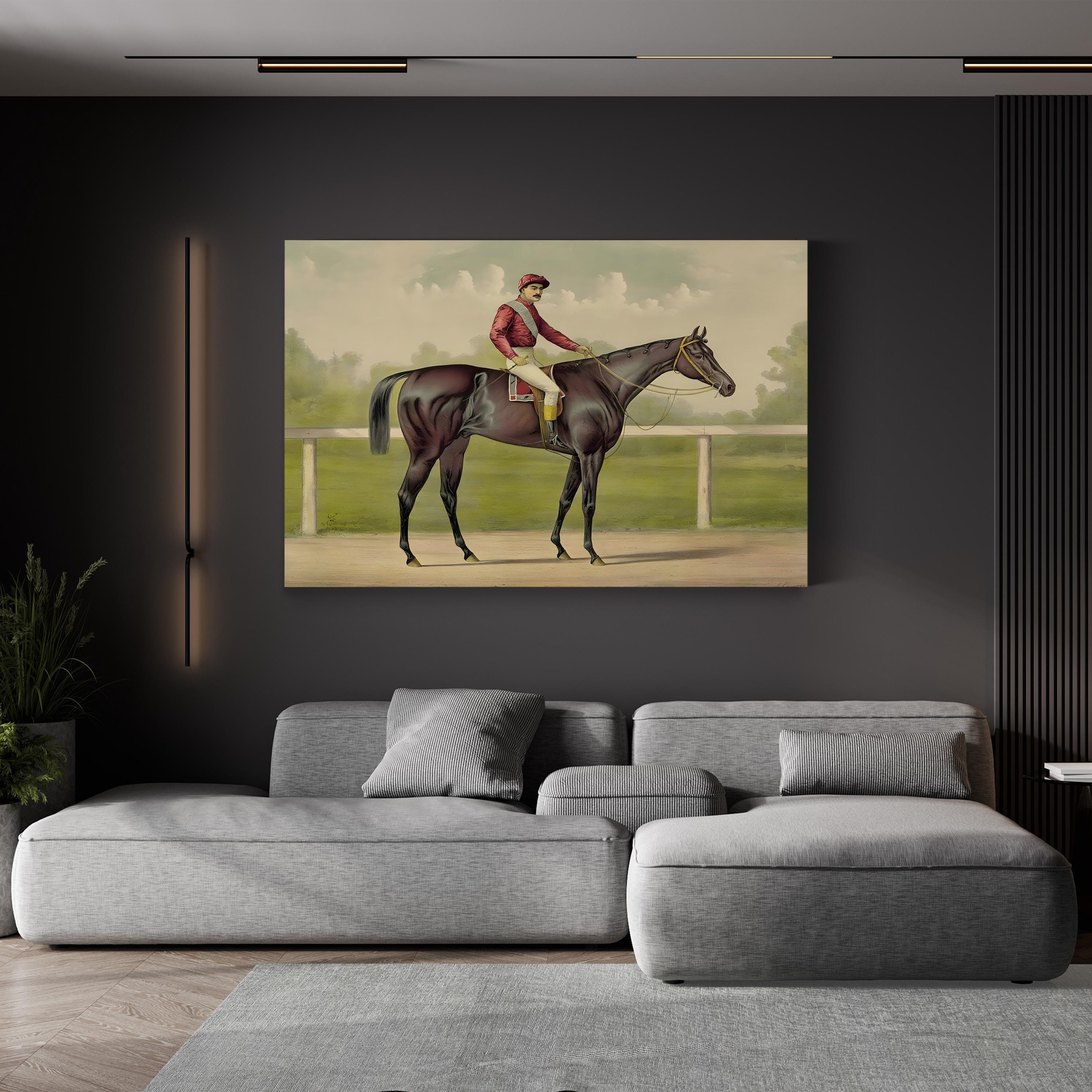 Grand Racer Kingston, 1891 – Period Illustration Wall Art | Vintage Equestrian Canvas Print
