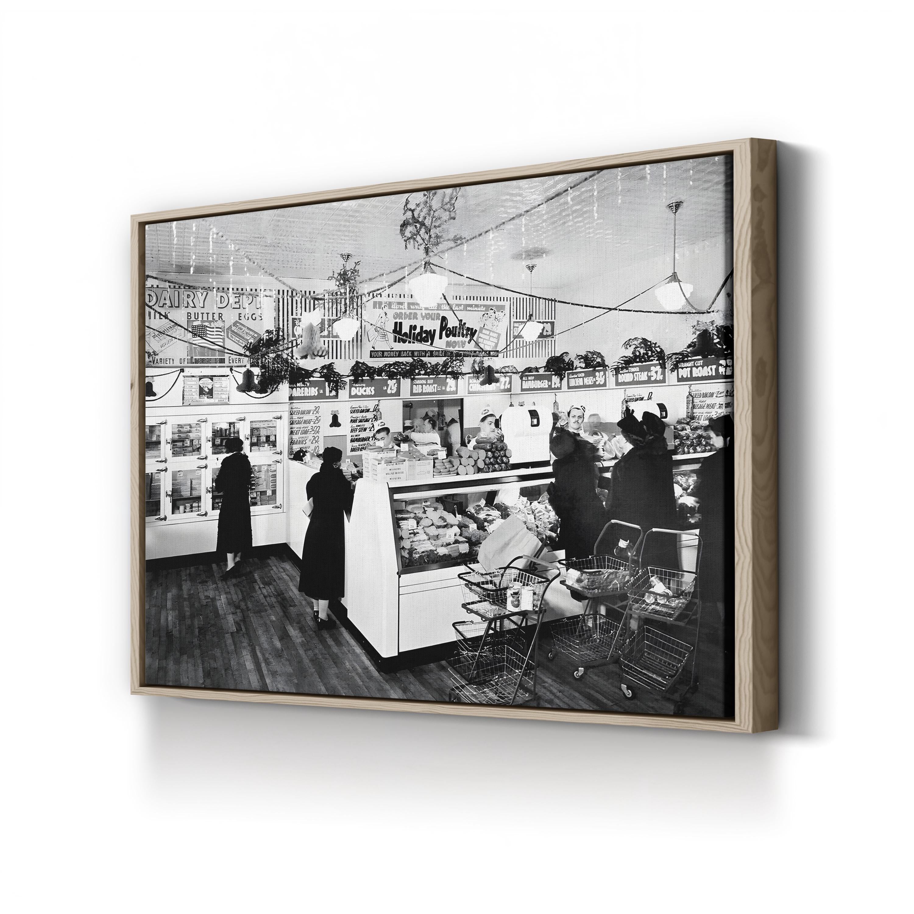 American Grocery Deli, 1938 canvas print in an oak frame