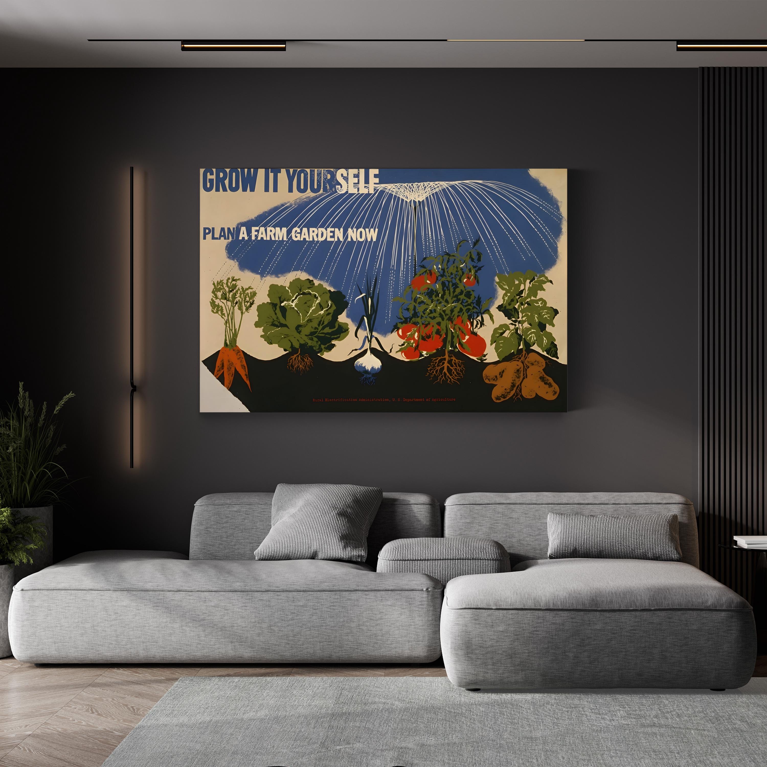 Grow It Yourself WPA Farm Garden Poster, c. 1940s canvas print in Gallery Canvas 1.50" frame