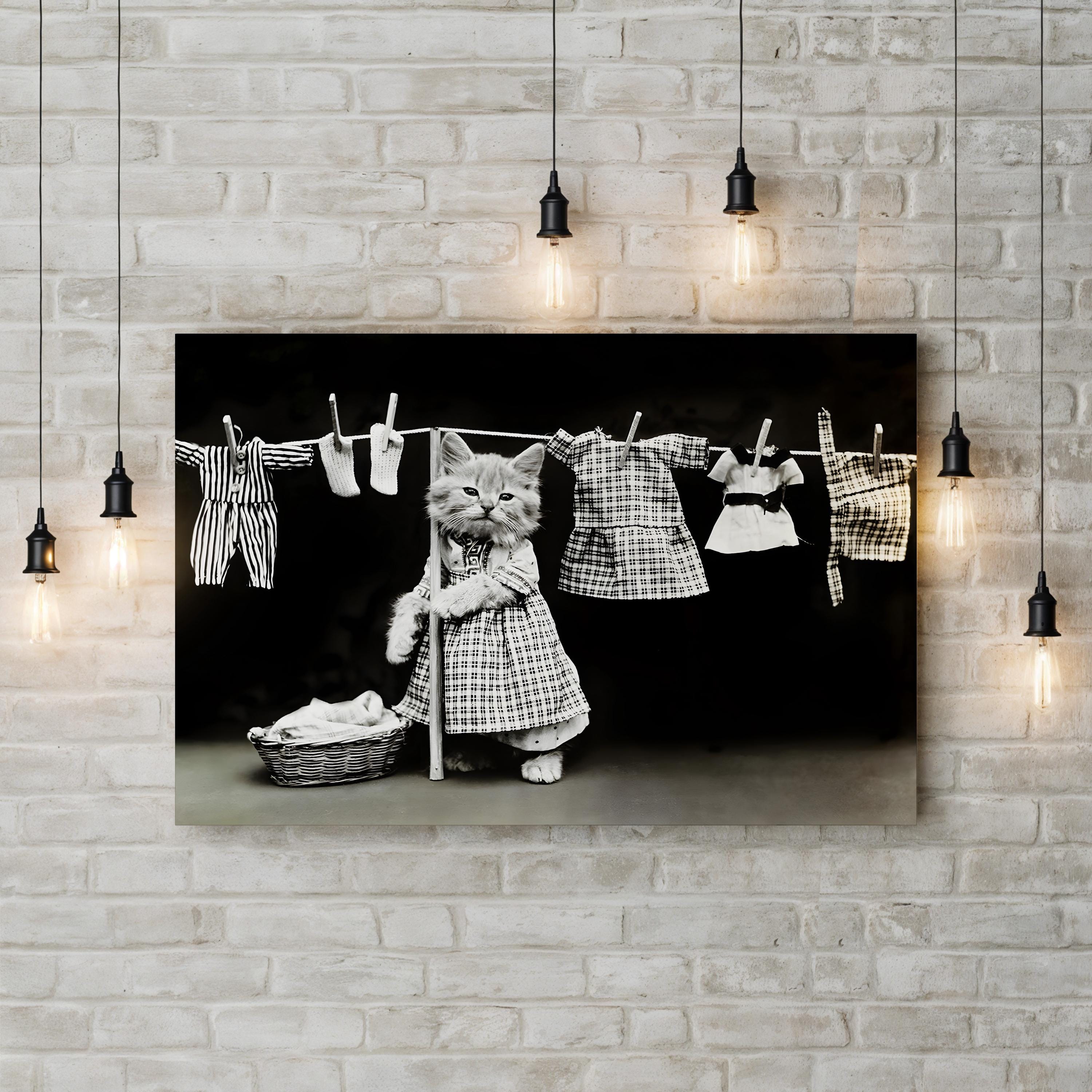 Hanging Up the Wash, 1914 – Harry Whittier Frees Wall Art | Vintage Photography Canvas Print
