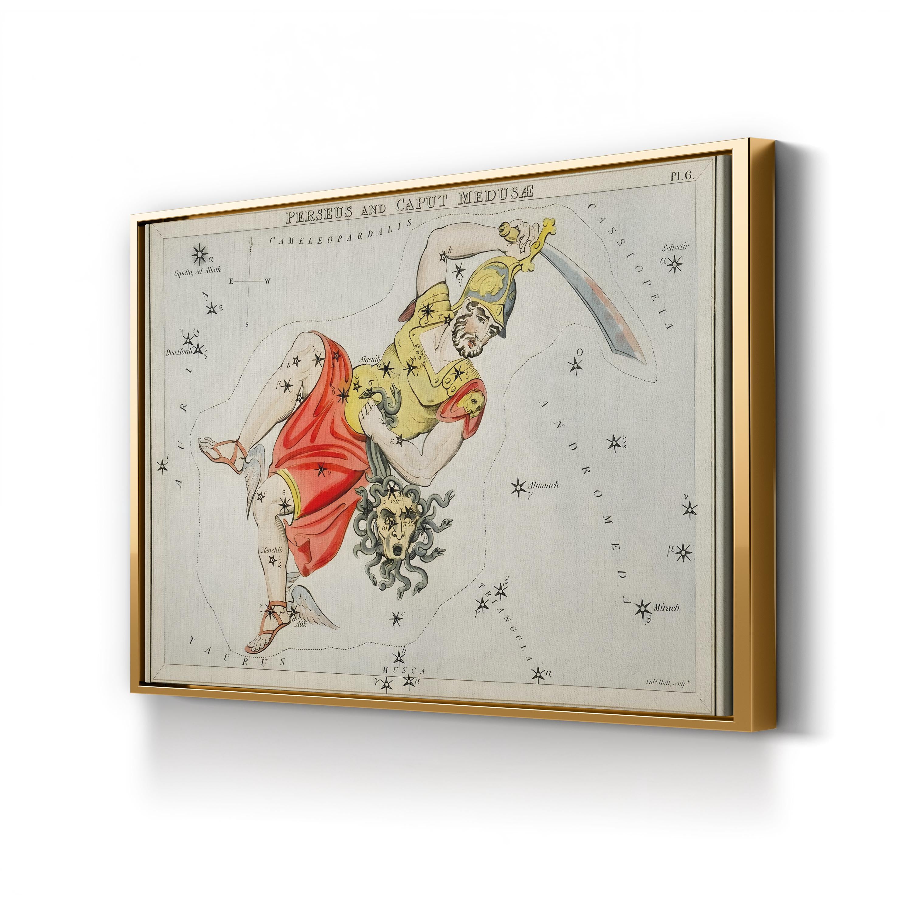Perseus & Medusa Celestial Map – Period Illustration Wall Art | Sidney Hall Astronomy Canvas Print