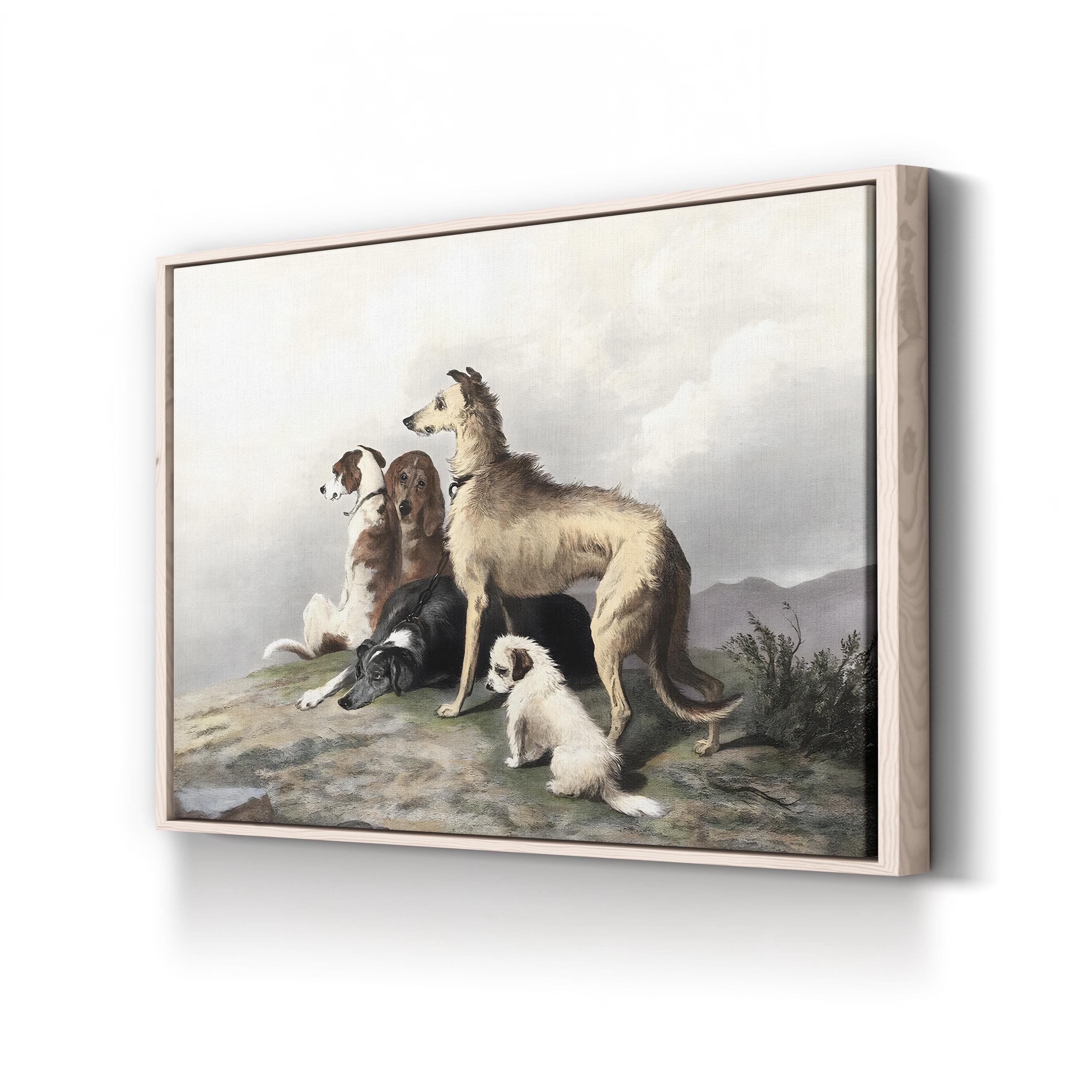 Highland Scottish Dogs – Period Illustration Wall Art | Rustic 19th-Century Canvas Print
