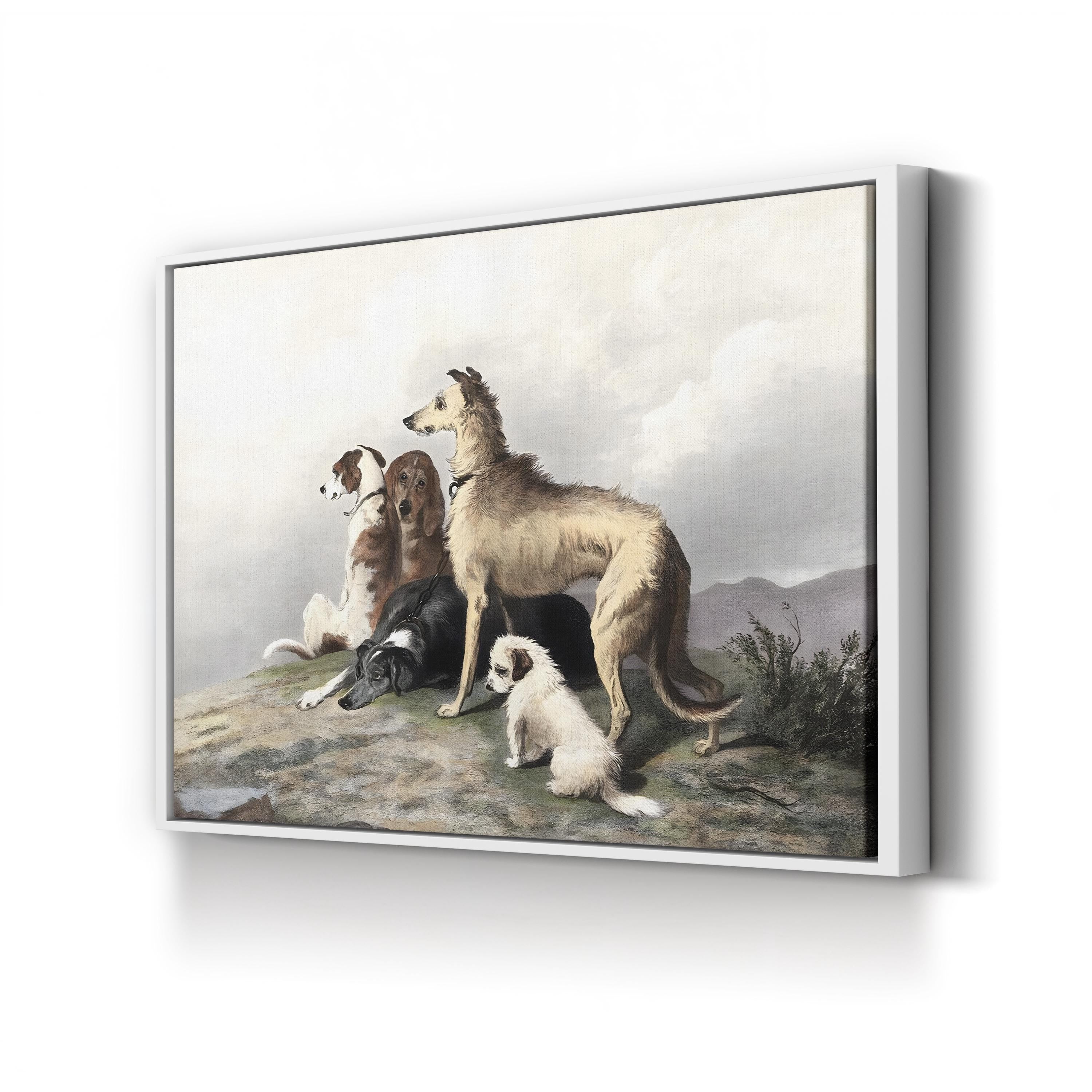 Highland Scottish Dogs – Period Illustration Wall Art | Rustic 19th-Century Canvas Print
