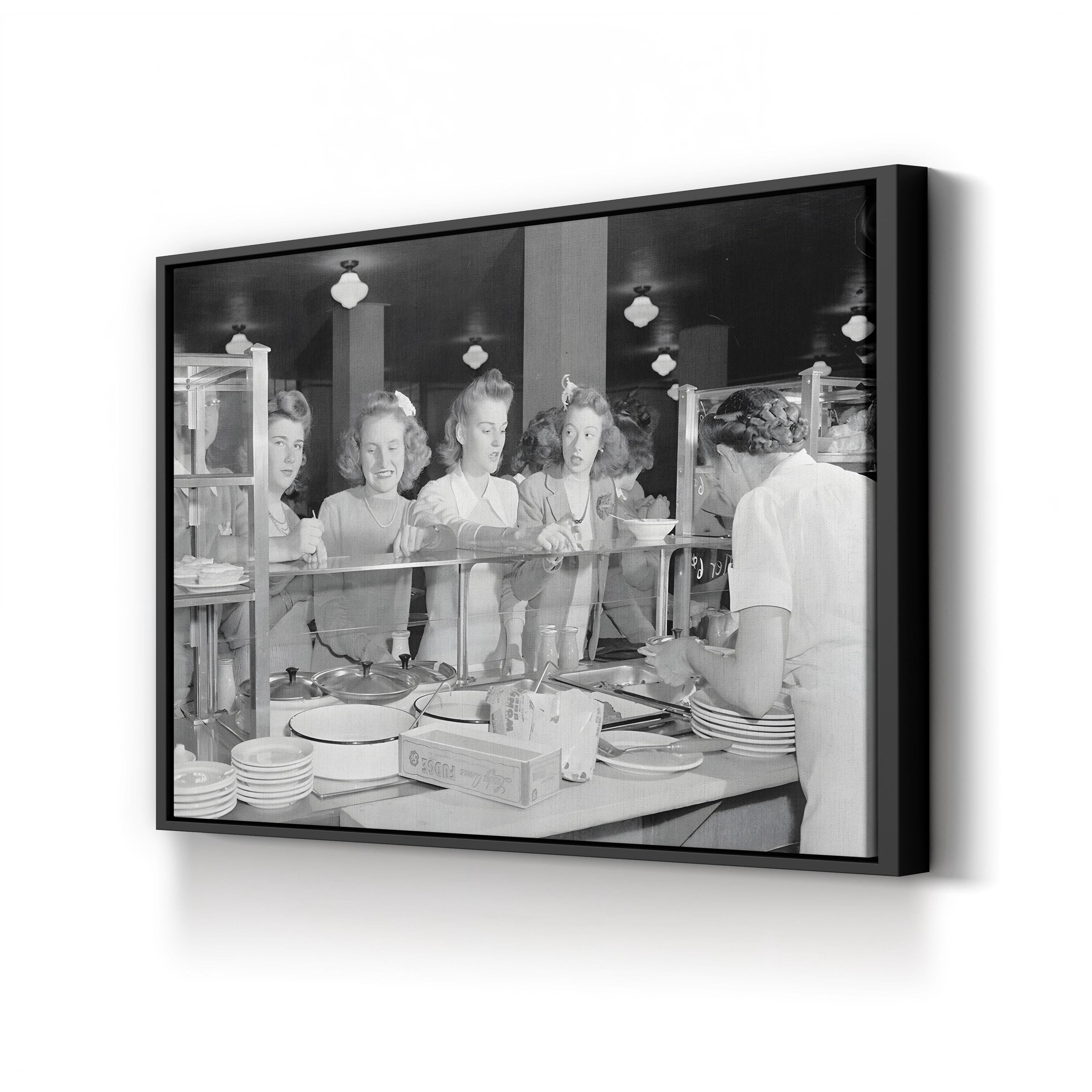 Woodrow Wilson High School Cafeteria, Washington, D.C., c. 1943 by Esther Bubley canvas print in Black Framed Canvas