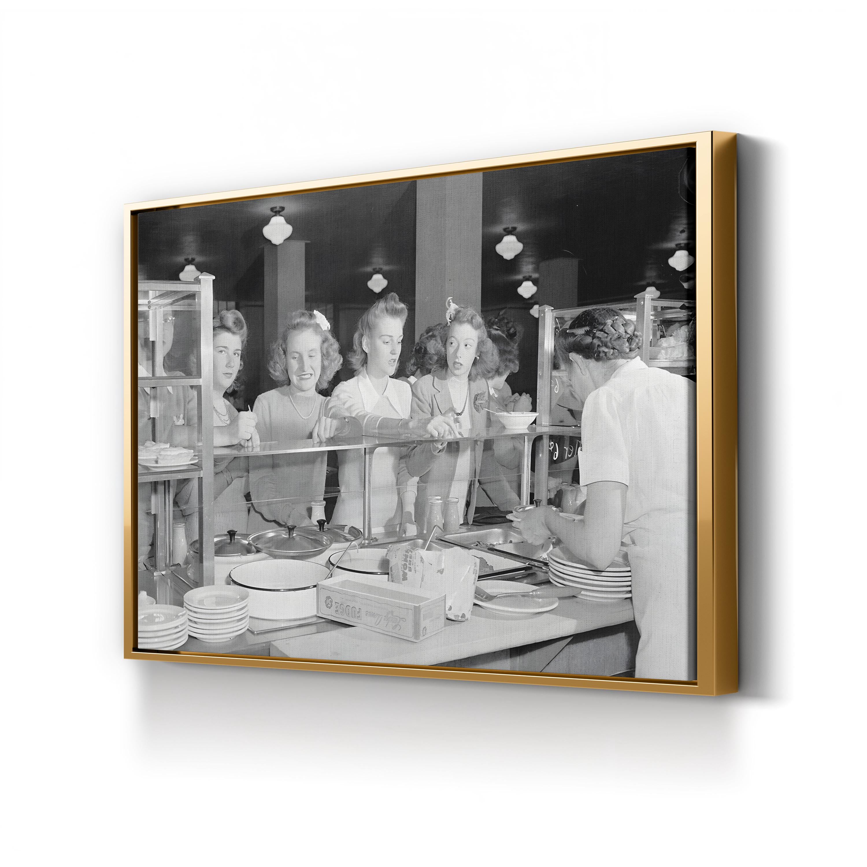 Woodrow Wilson High School Cafeteria, Washington, D.C., c. 1943 by Esther Bubley canvas print in Gold Framed Canvas
