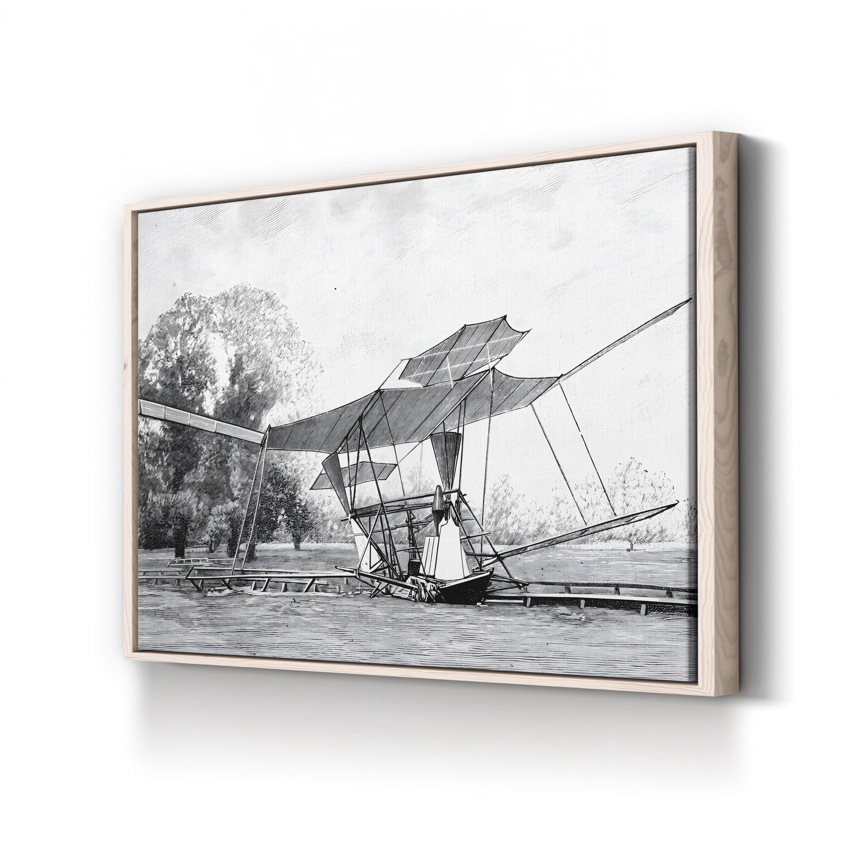 Hiram Maxim’s Steam-Powered Plane – Vintage Photography Wall Art | 19th-Century Aviation Canvas Print