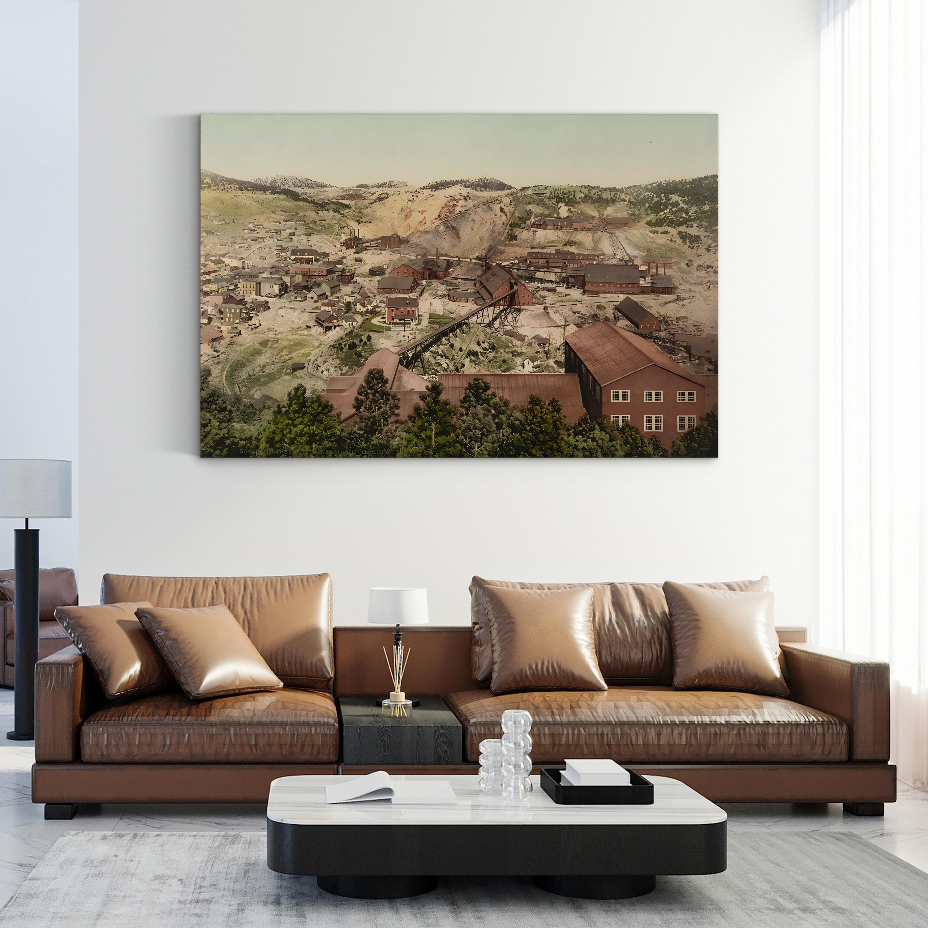Homestake Gold Mine, c.1900 Wall Art | Historic Mining Landscape of Lead City, South Dakota