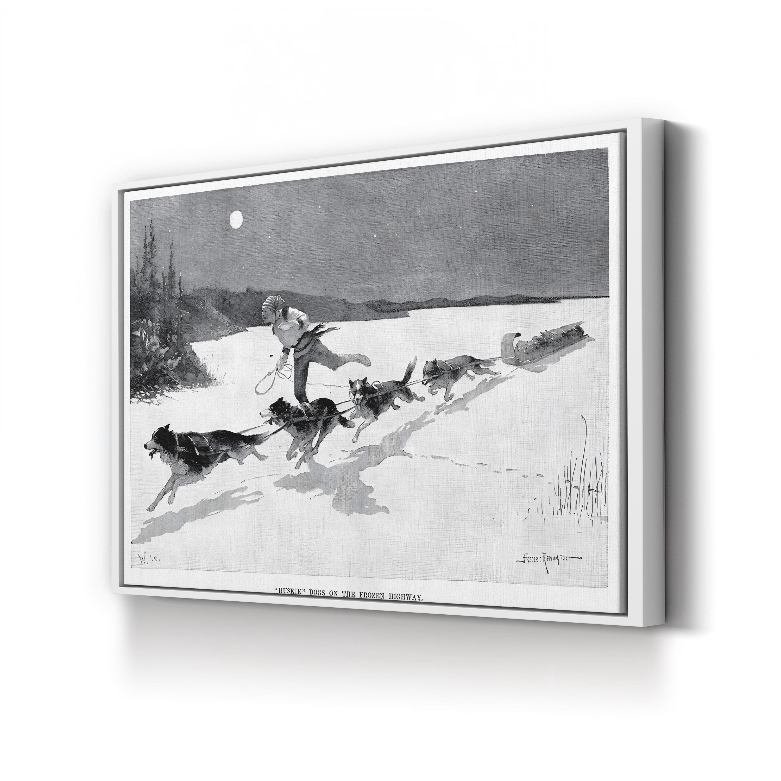Huskies on the Frozen Highway, 1892 – Frederic Remington Wall Art | Vintage Canvas Print