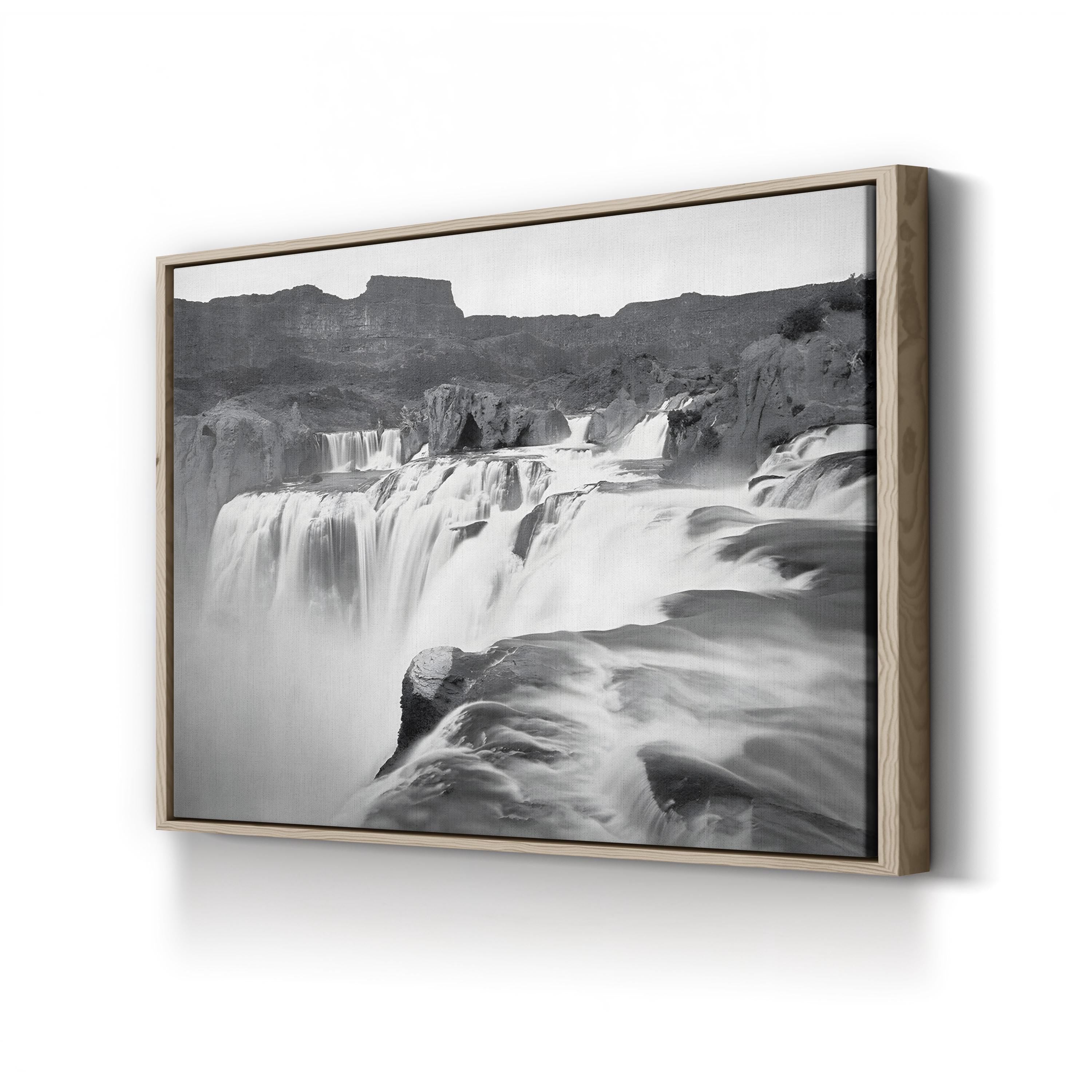 Shoshone Falls, Idaho Wall Art | Black and White Waterfall Landscape Canvas Print