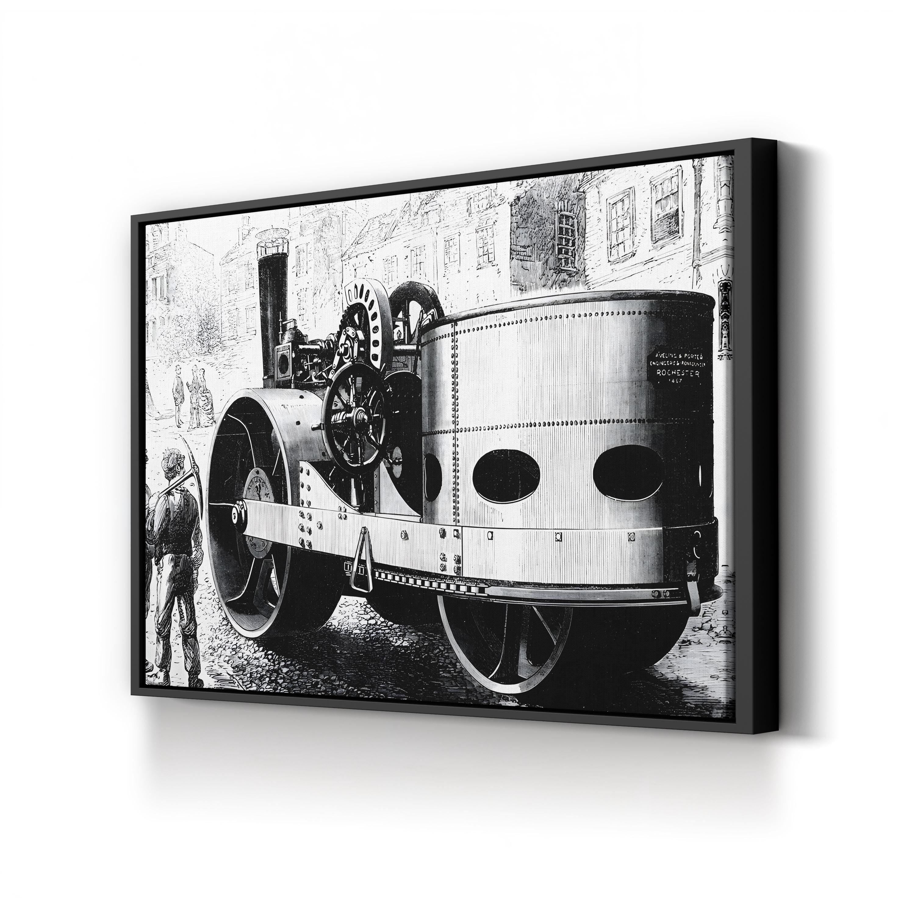 Aveling & Porter Steam Roller, Rochester, 1867 canvas print in black frame