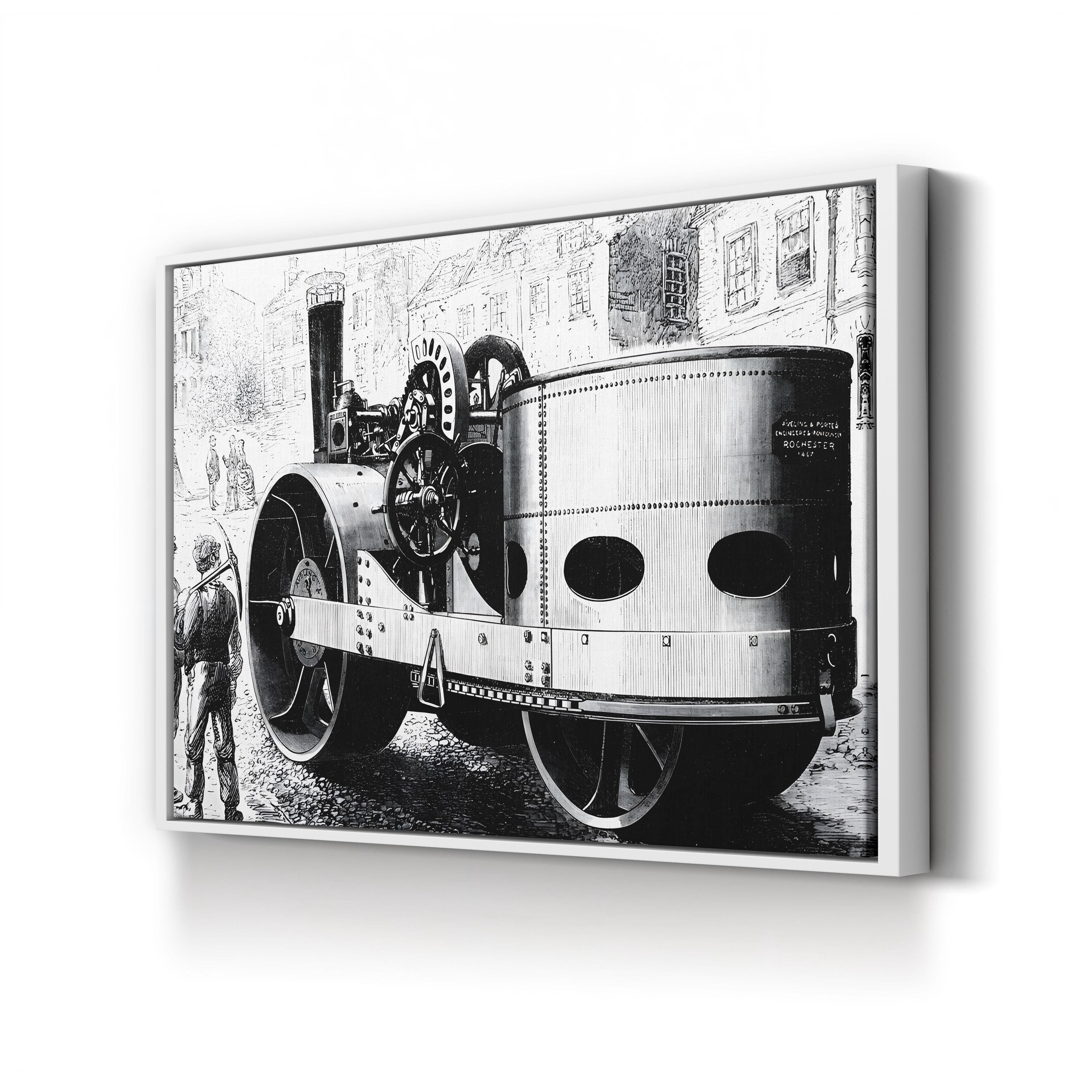 Aveling & Porter Steam Roller, Rochester, 1867 canvas print in white frame