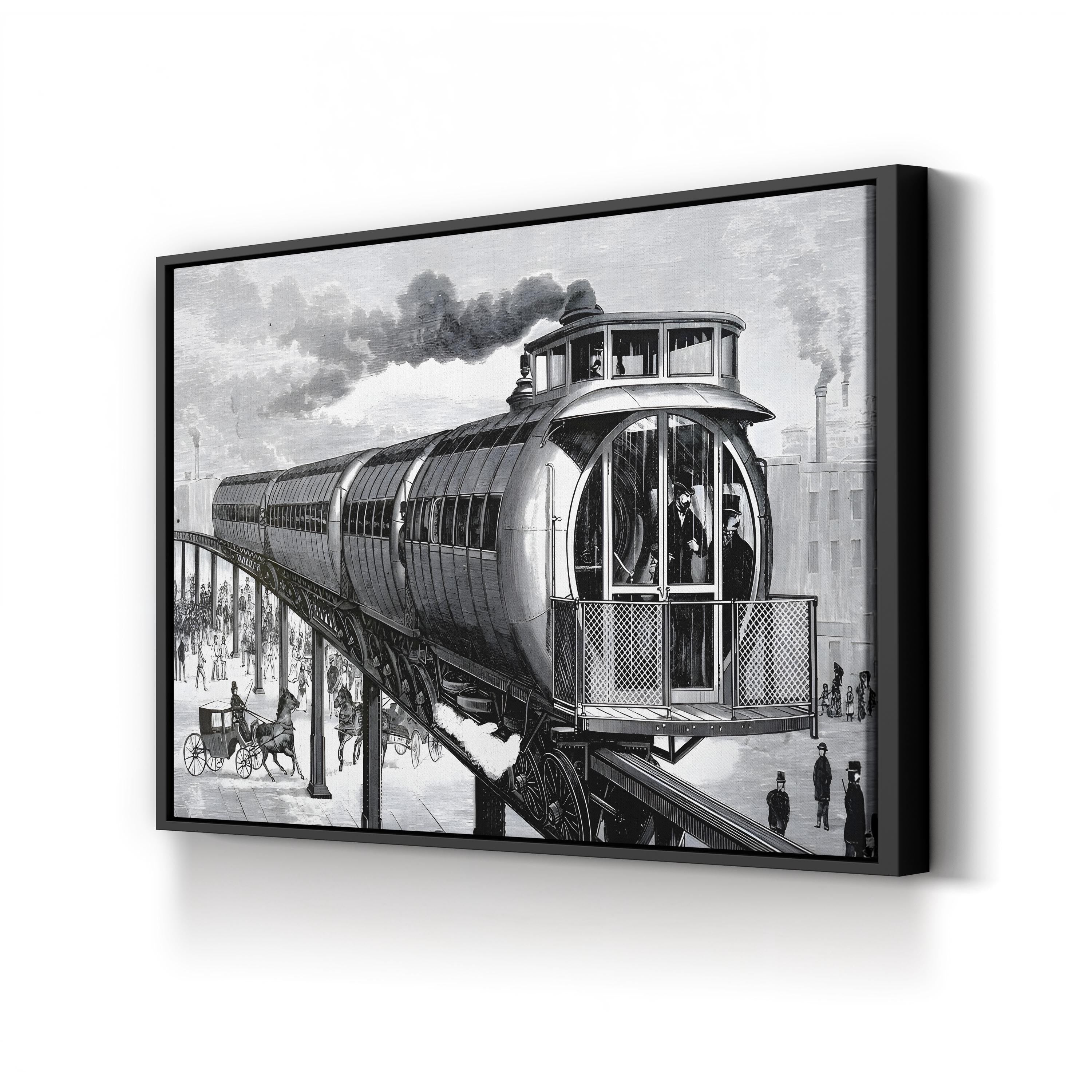 Vintage Train Station, 19th Century – Period Illustration Wall Art | Railway Canvas Print