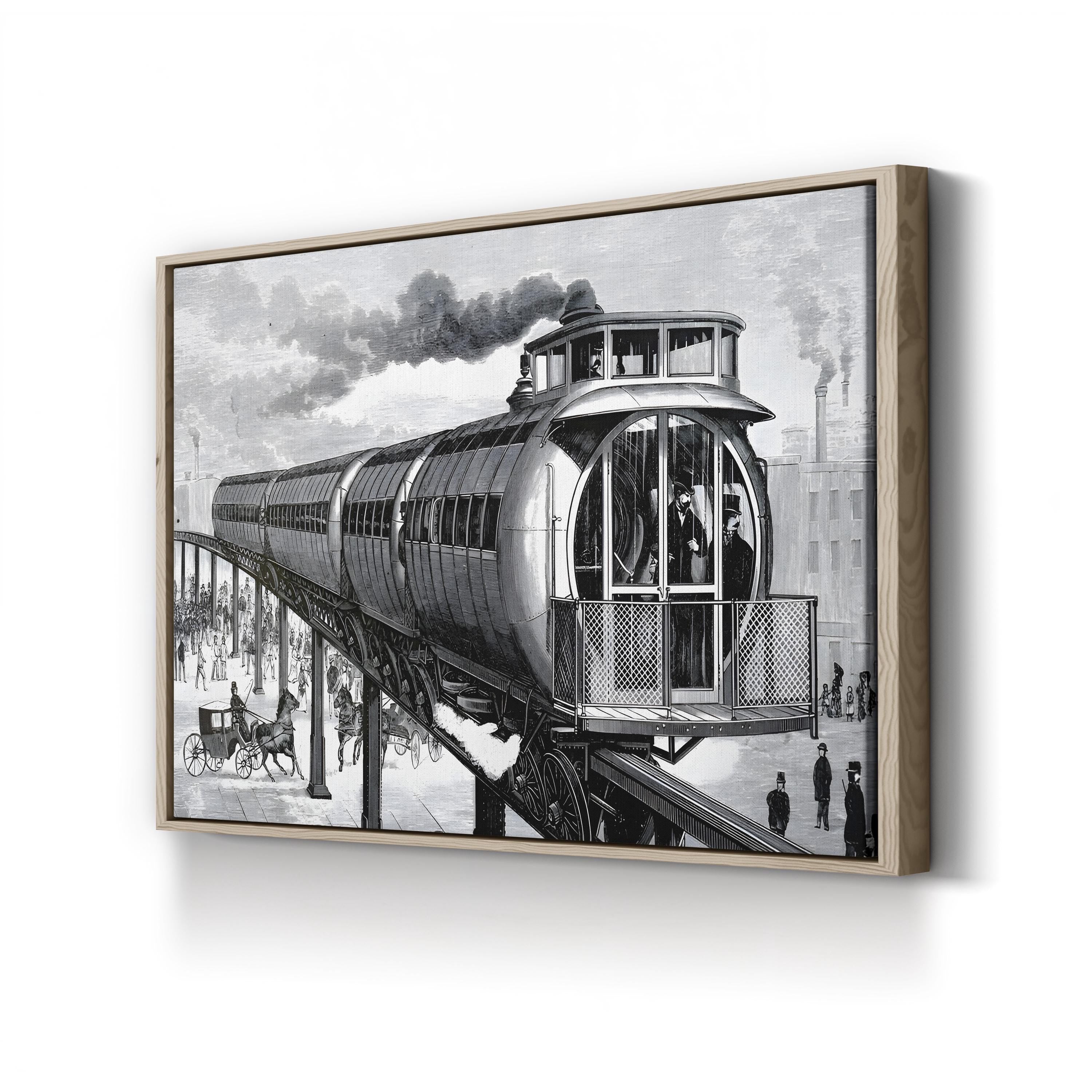 Vintage Train Station, 19th Century – Period Illustration Wall Art | Railway Canvas Print