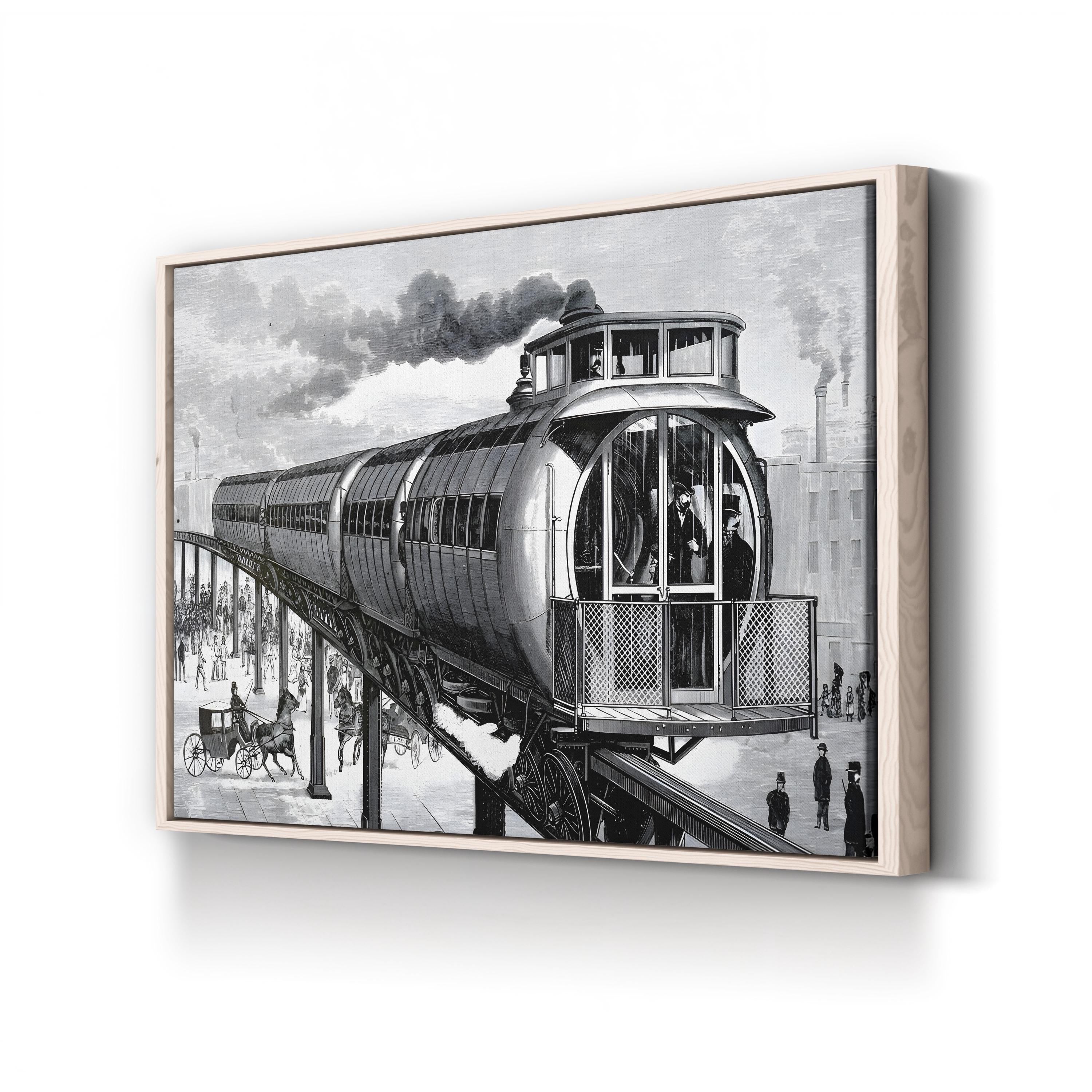 Vintage Train Station, 19th Century – Period Illustration Wall Art | Railway Canvas Print