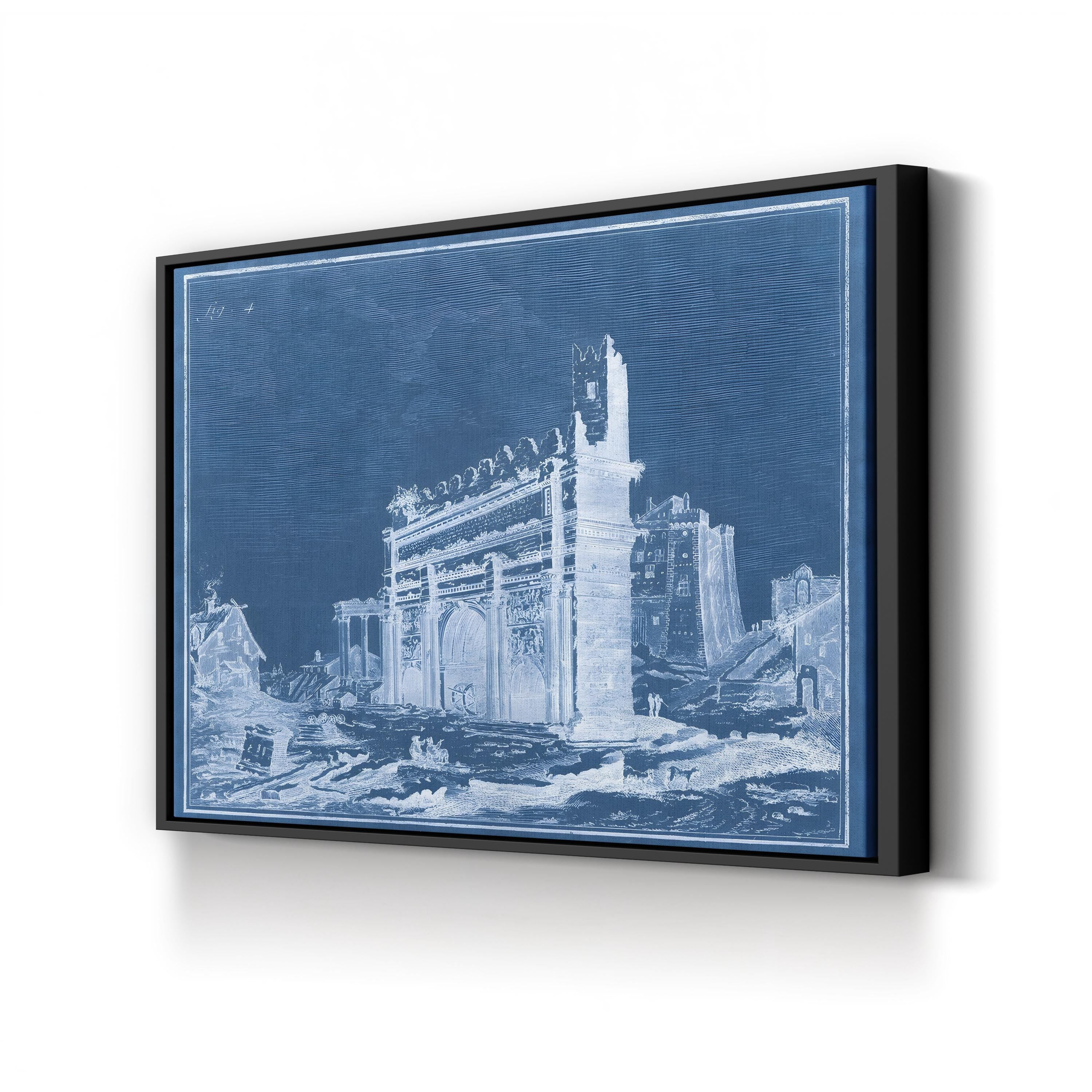 Indigo Antiquities IV Wall Art – Arch of Titus 19th Century Blueprint Canvas Print