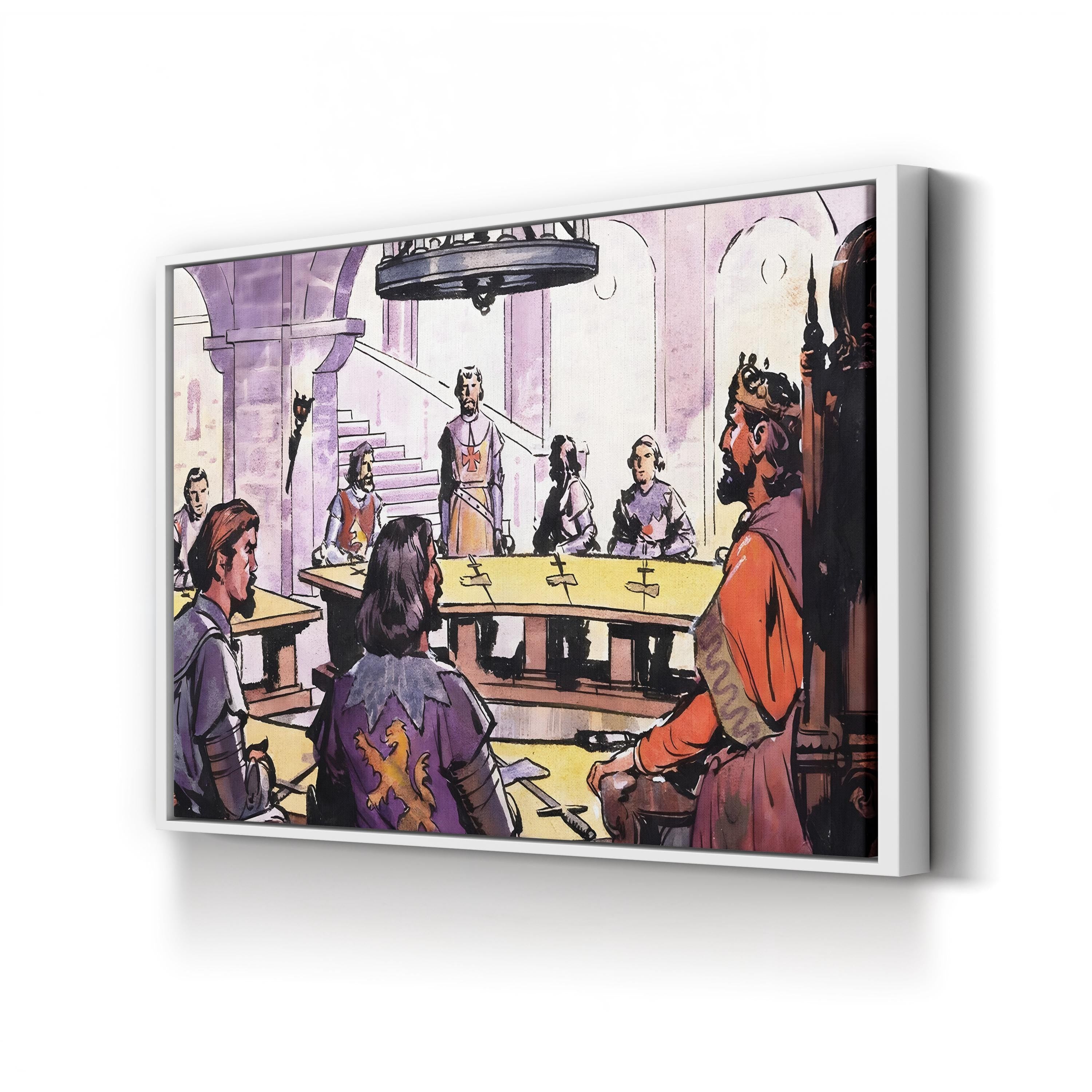 Knights of the Round Table Wall Art by English School | Medieval Arthurian Scene Canvas
