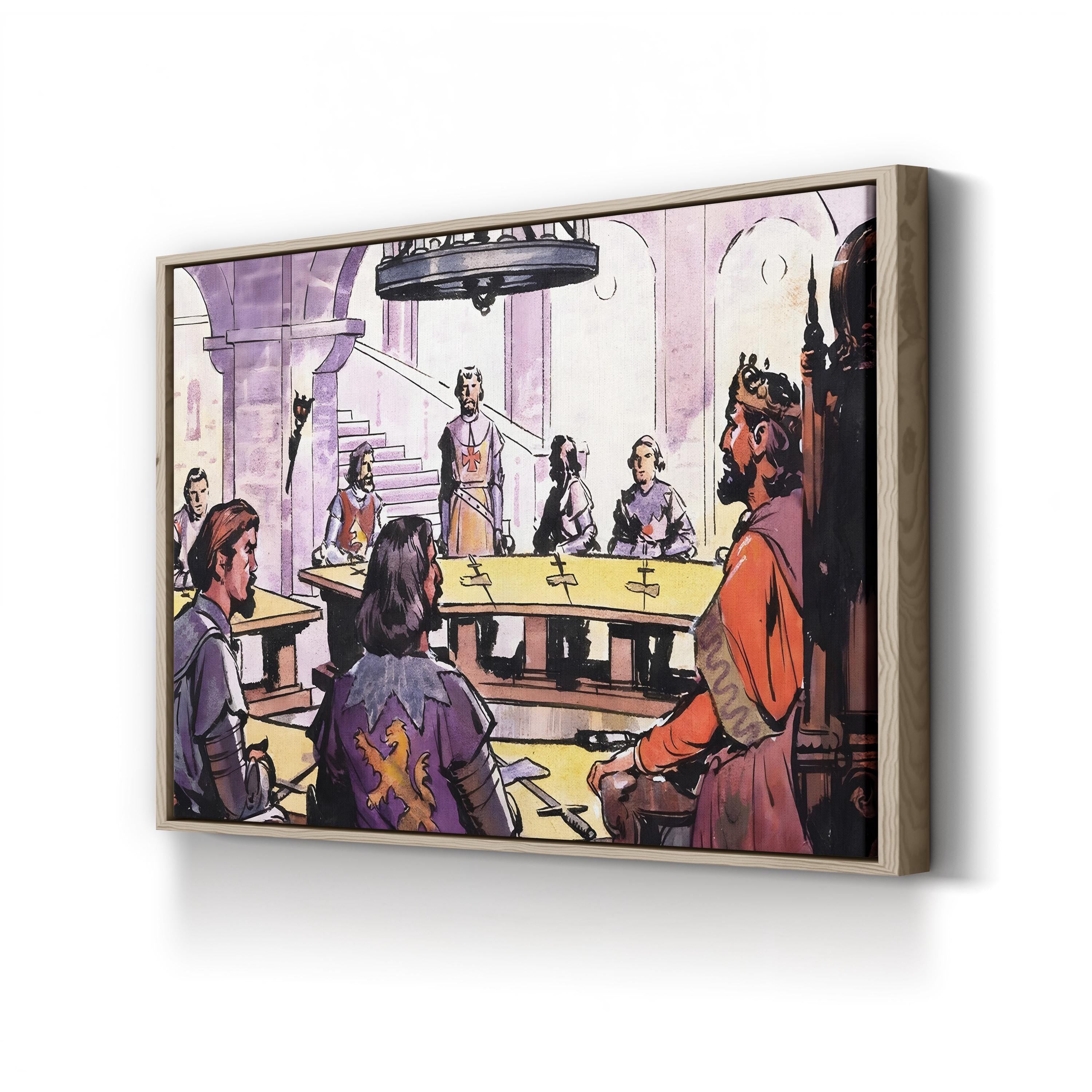 Knights of the Round Table Wall Art by English School | Medieval Arthurian Scene Canvas