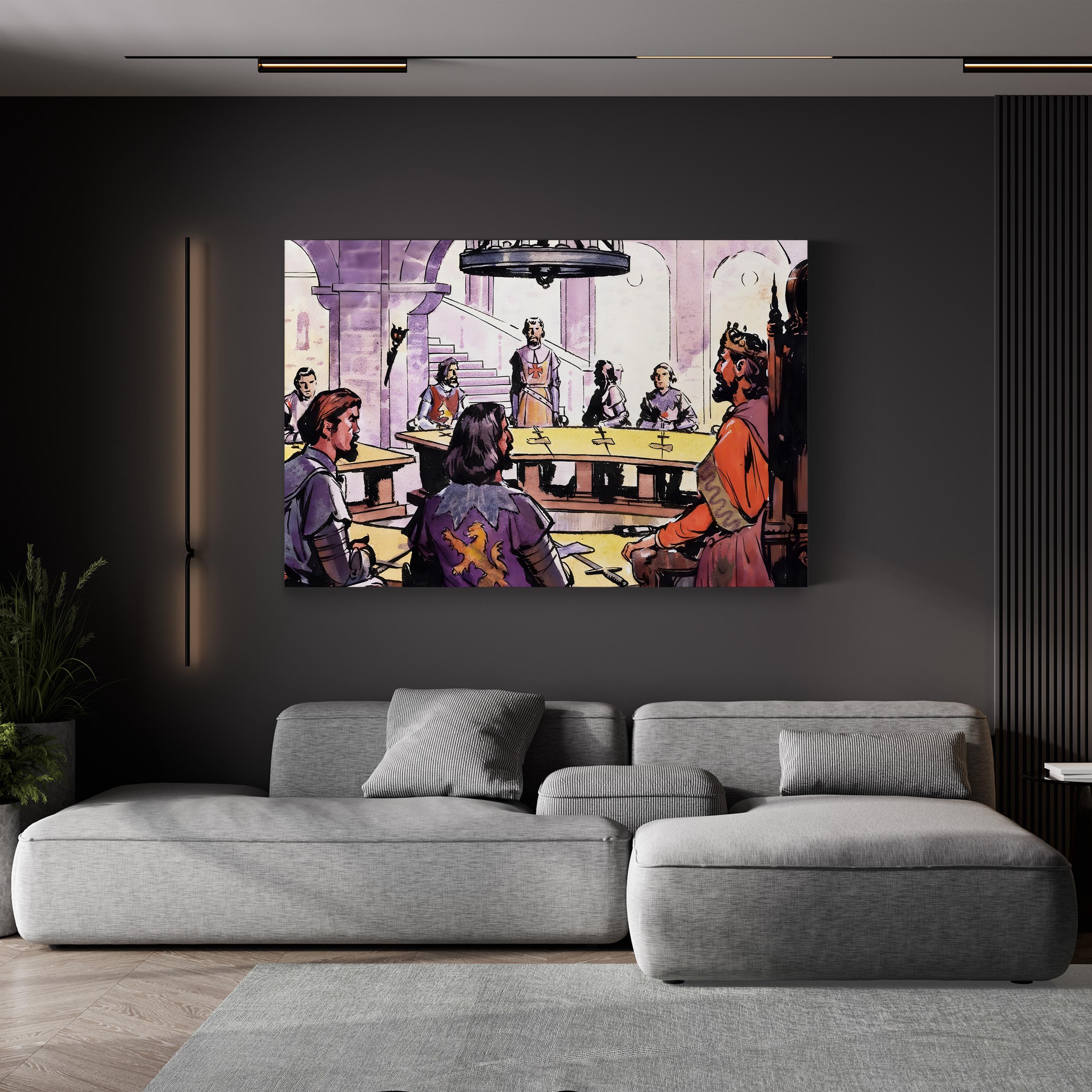 Knights of the Round Table Wall Art by English School | Medieval Arthurian Scene Canvas