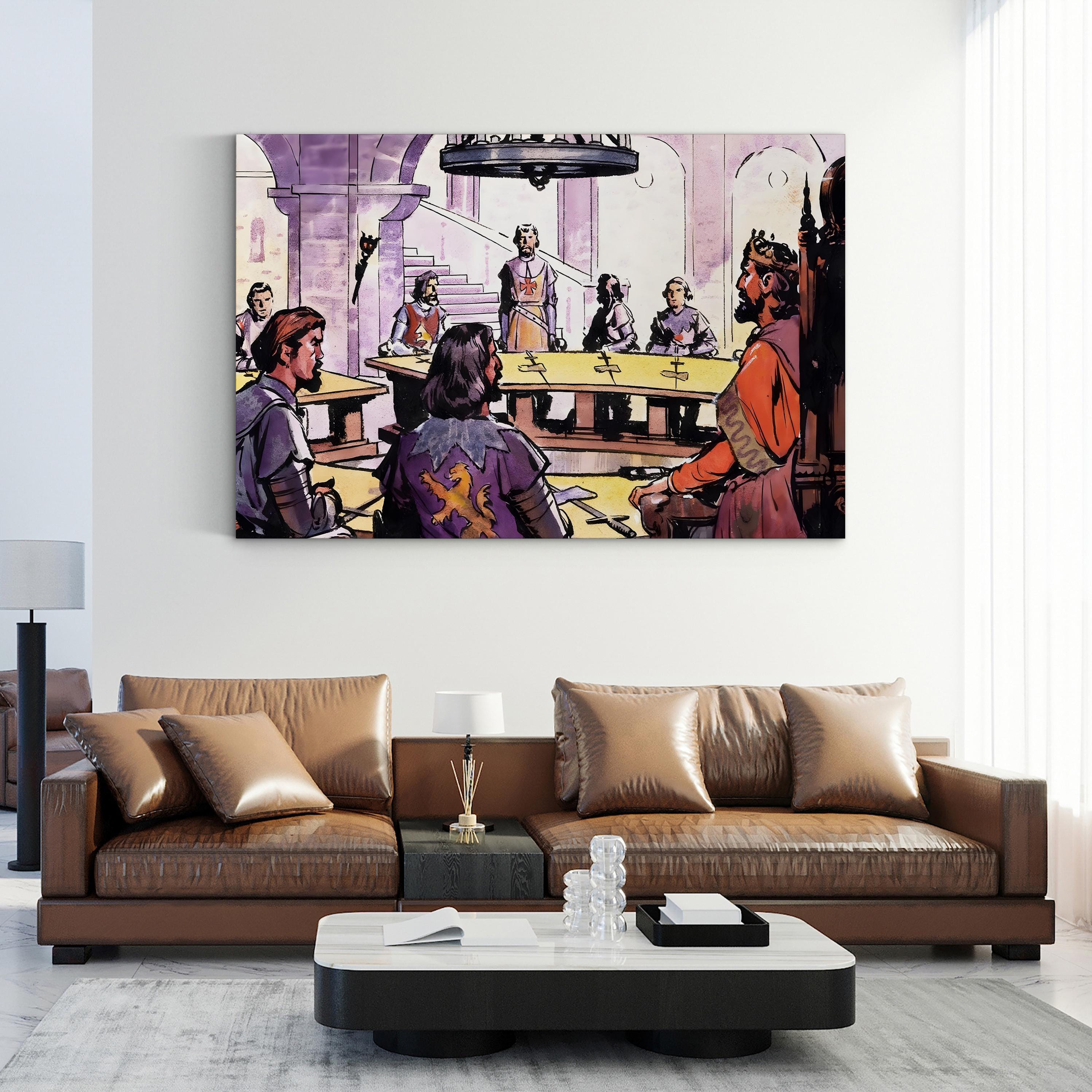 Knights of the Round Table Wall Art by English School | Medieval Arthurian Scene Canvas