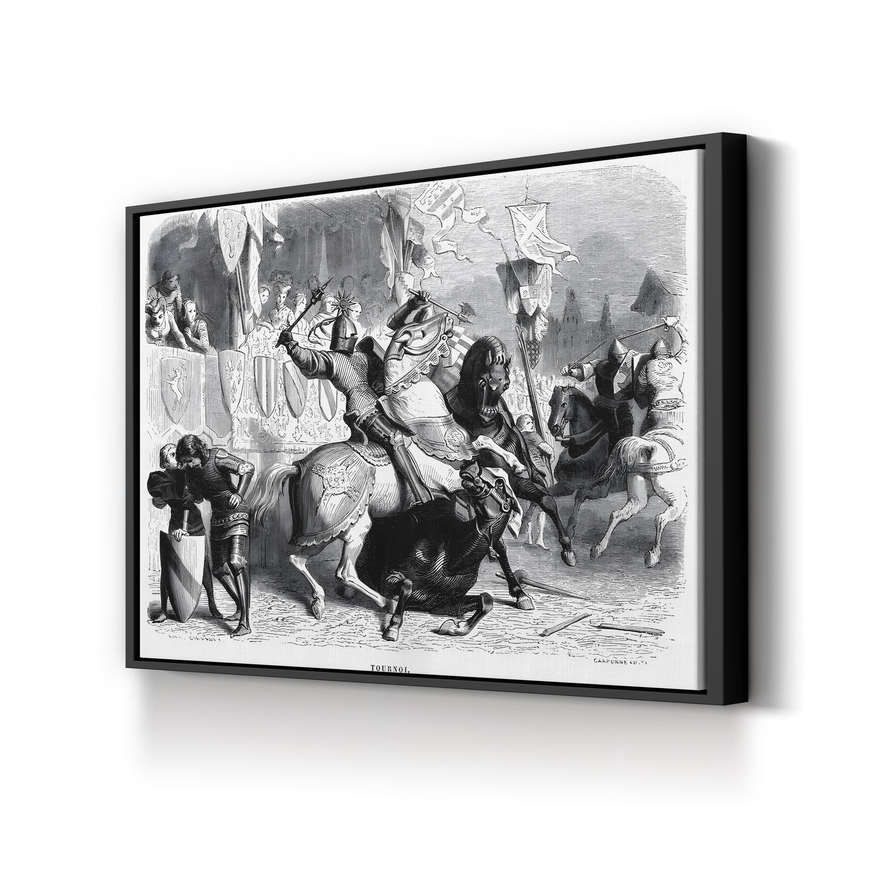 Knights at a Medieval Tournament – Period Illustration Wall Art | Vintage Jousting Canvas Print