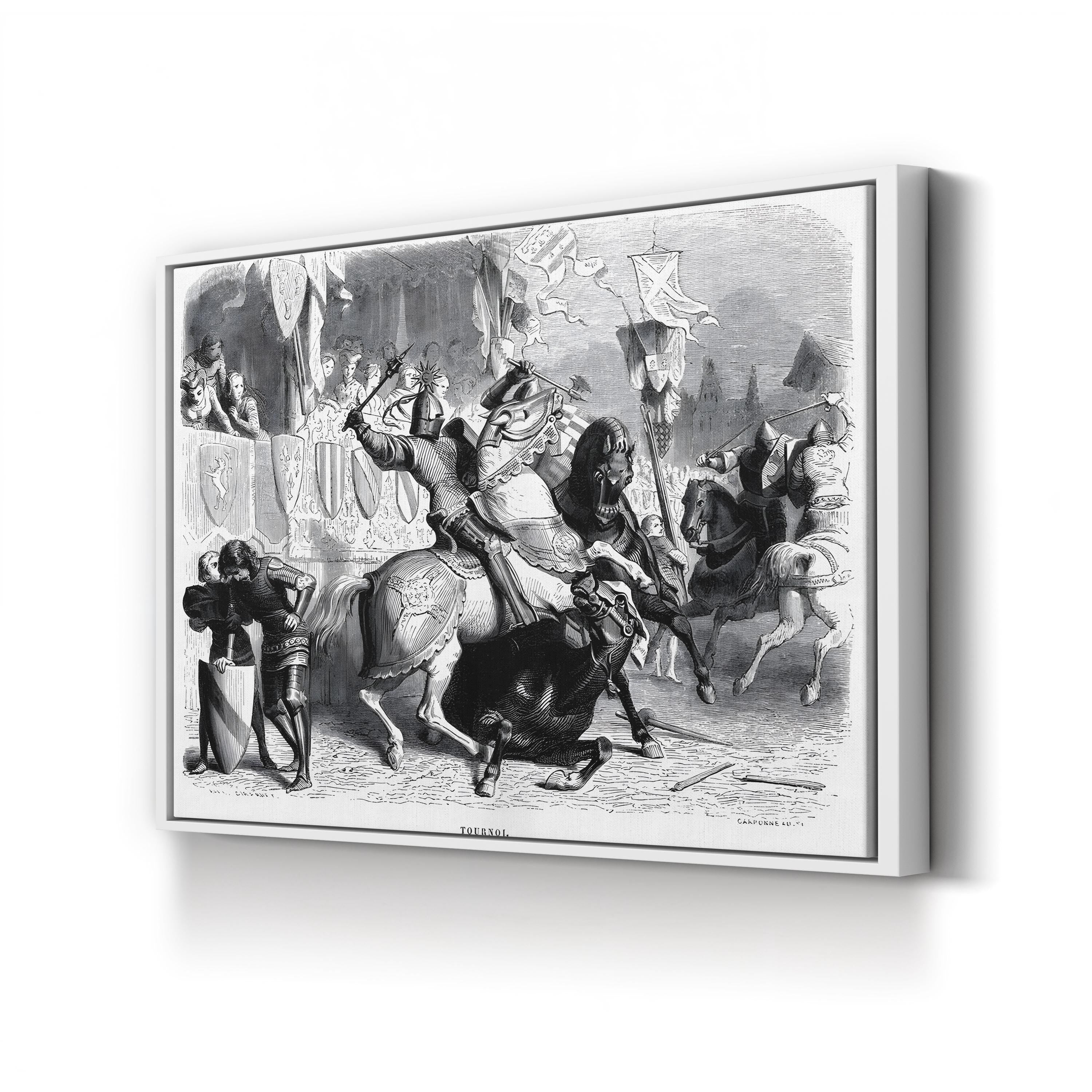 Knights at a Medieval Tournament – Period Illustration Wall Art | Vintage Jousting Canvas Print