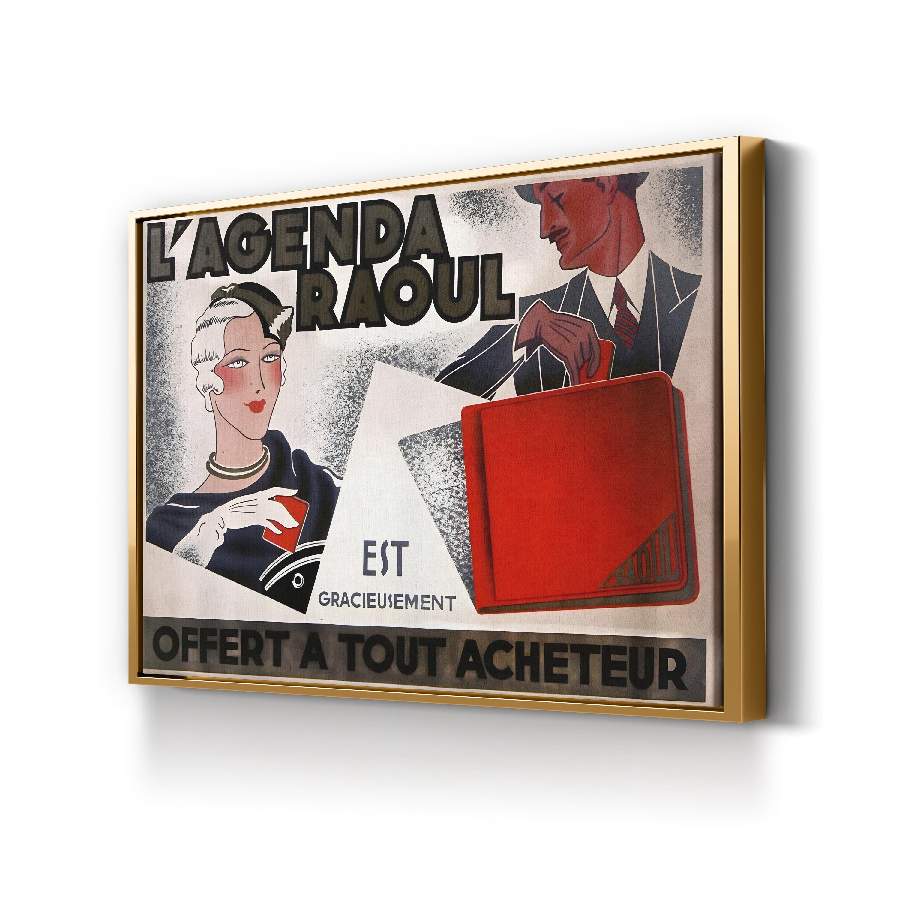 La Agenda Raoul Wall Art | 1920s French Advertising Poster Canvas | Vintage Apple Collection