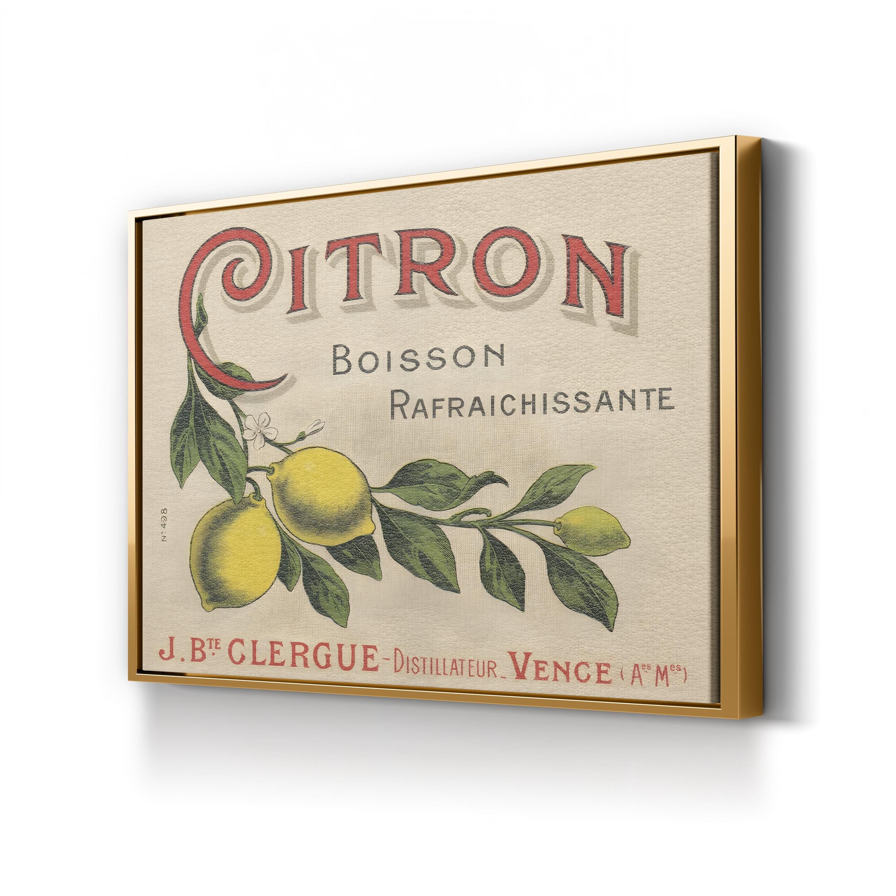 1930s French Lemon Label – Period Illustration Wall Art | Citrus Kitchen Canvas Print